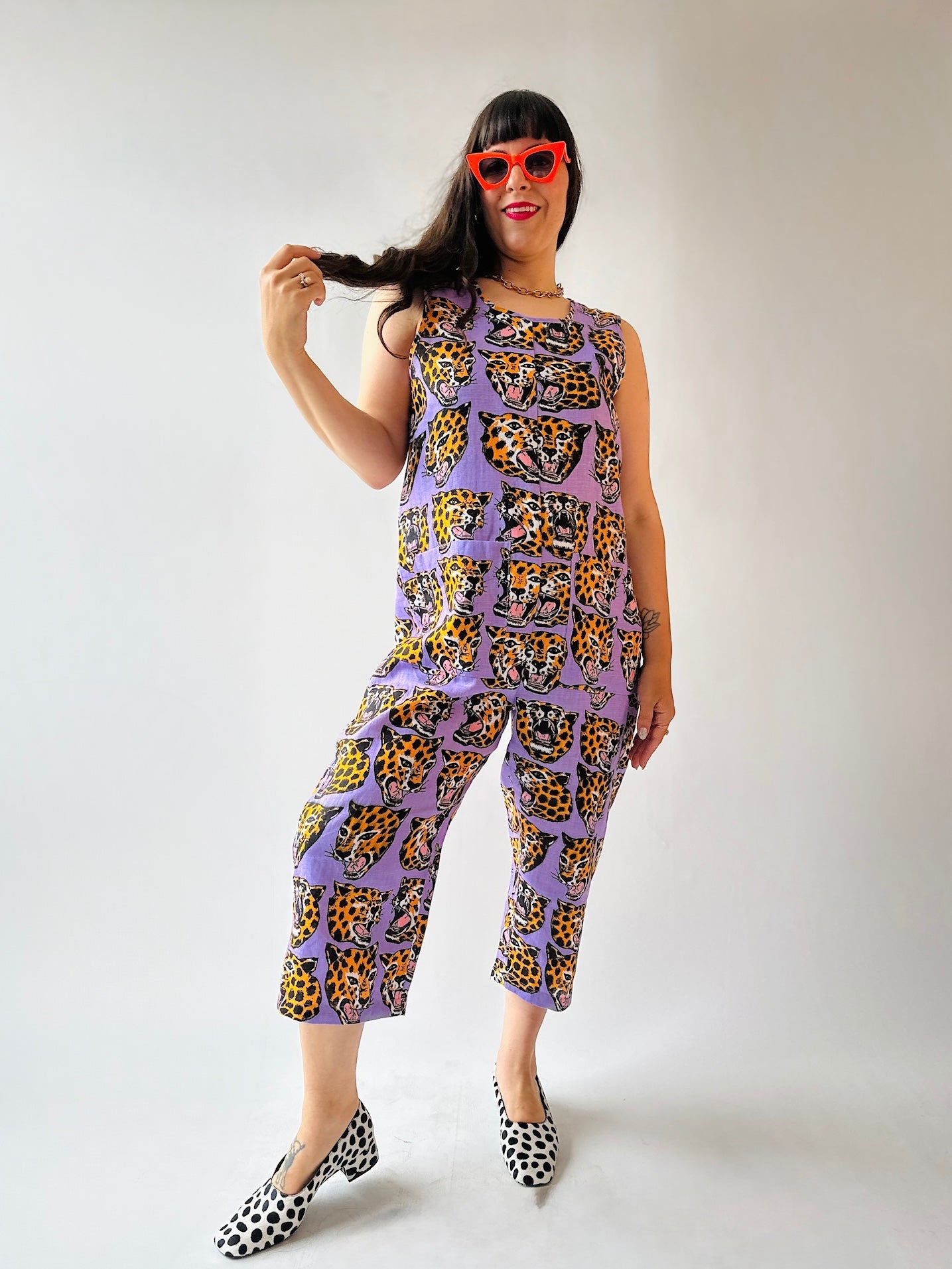 Linen Garden Suit Cheetah Head