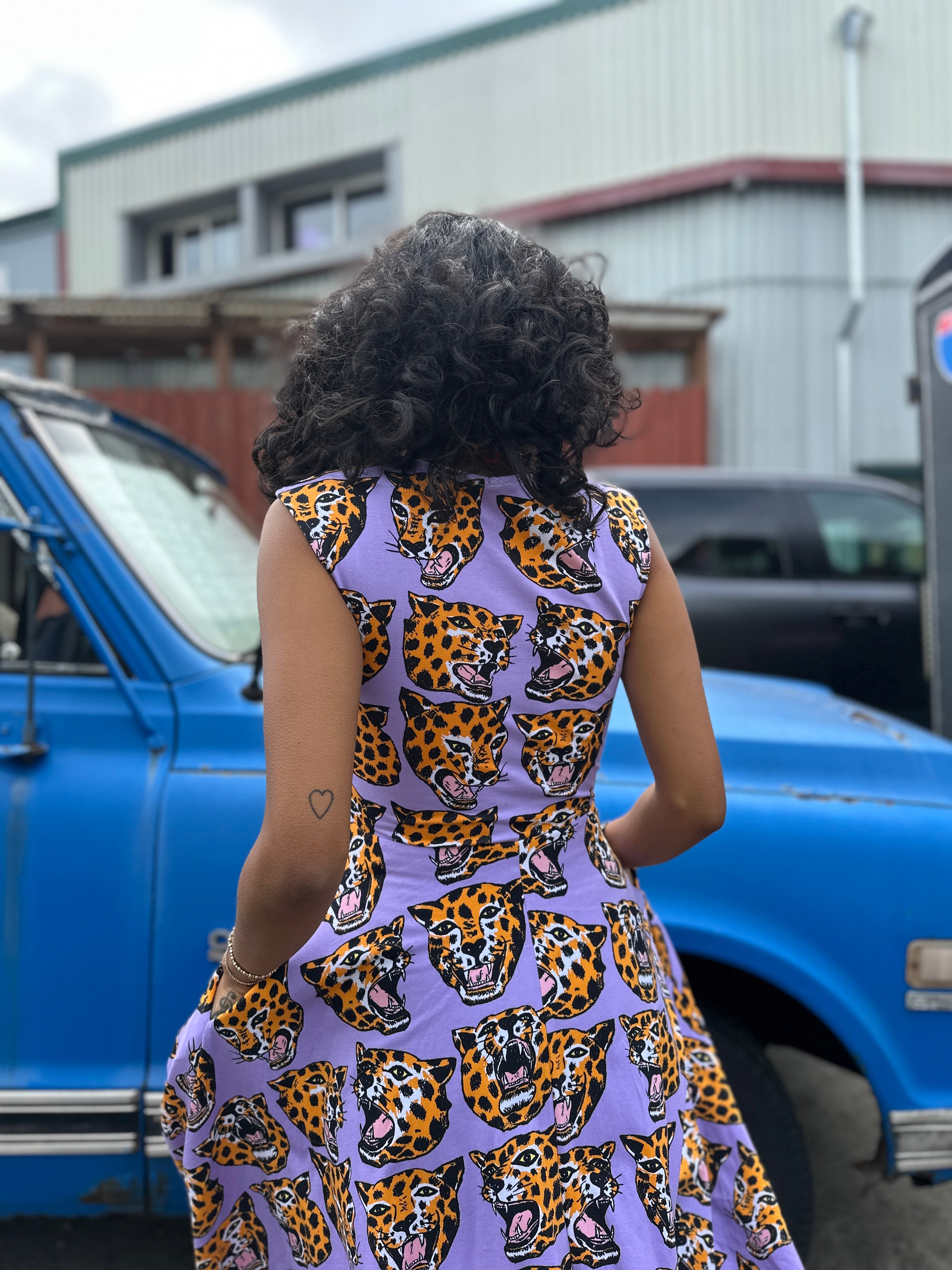 Picnic Dress Cheetah Head