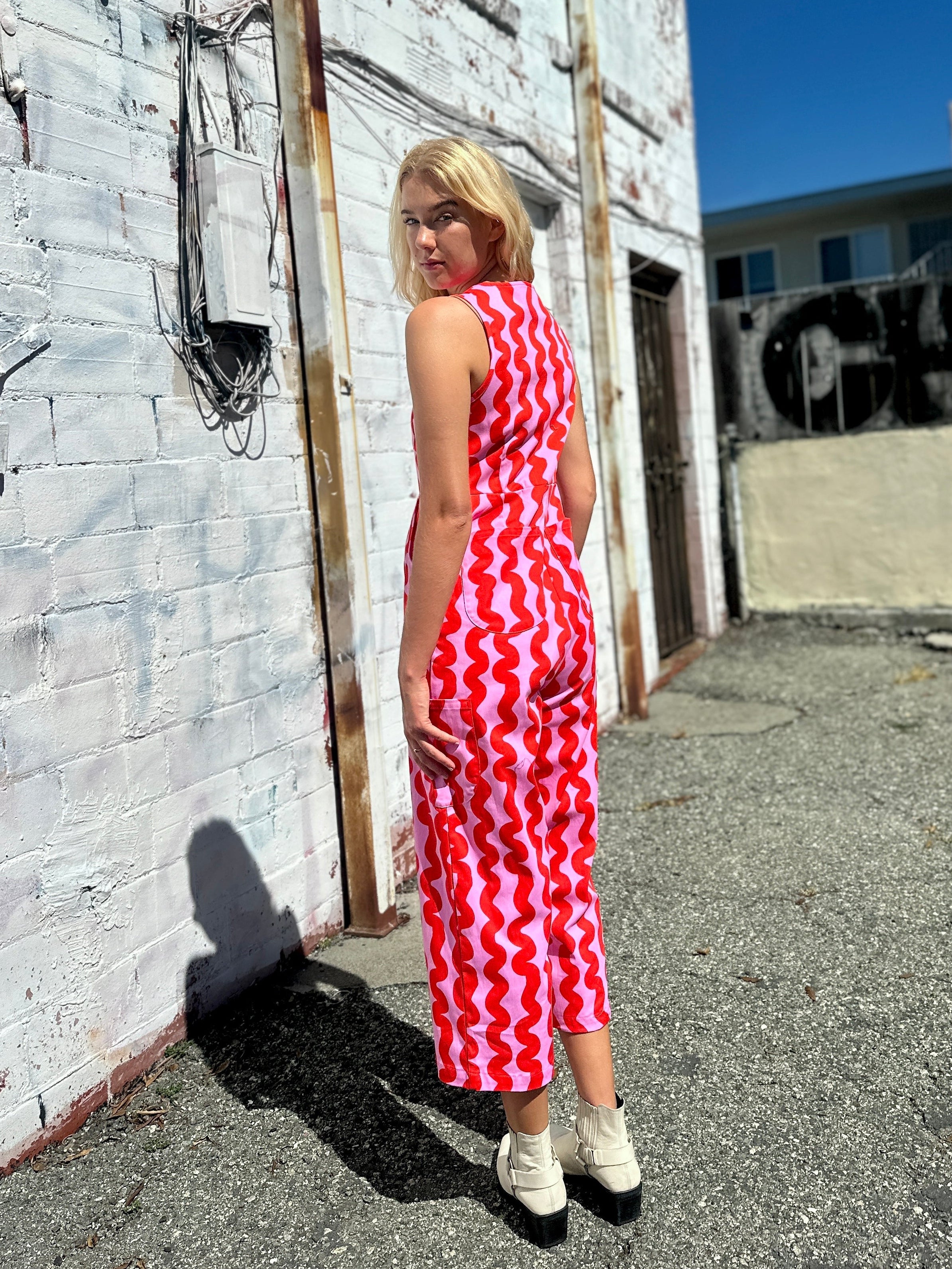 Lucky Jumpsuit Pink Squiggle