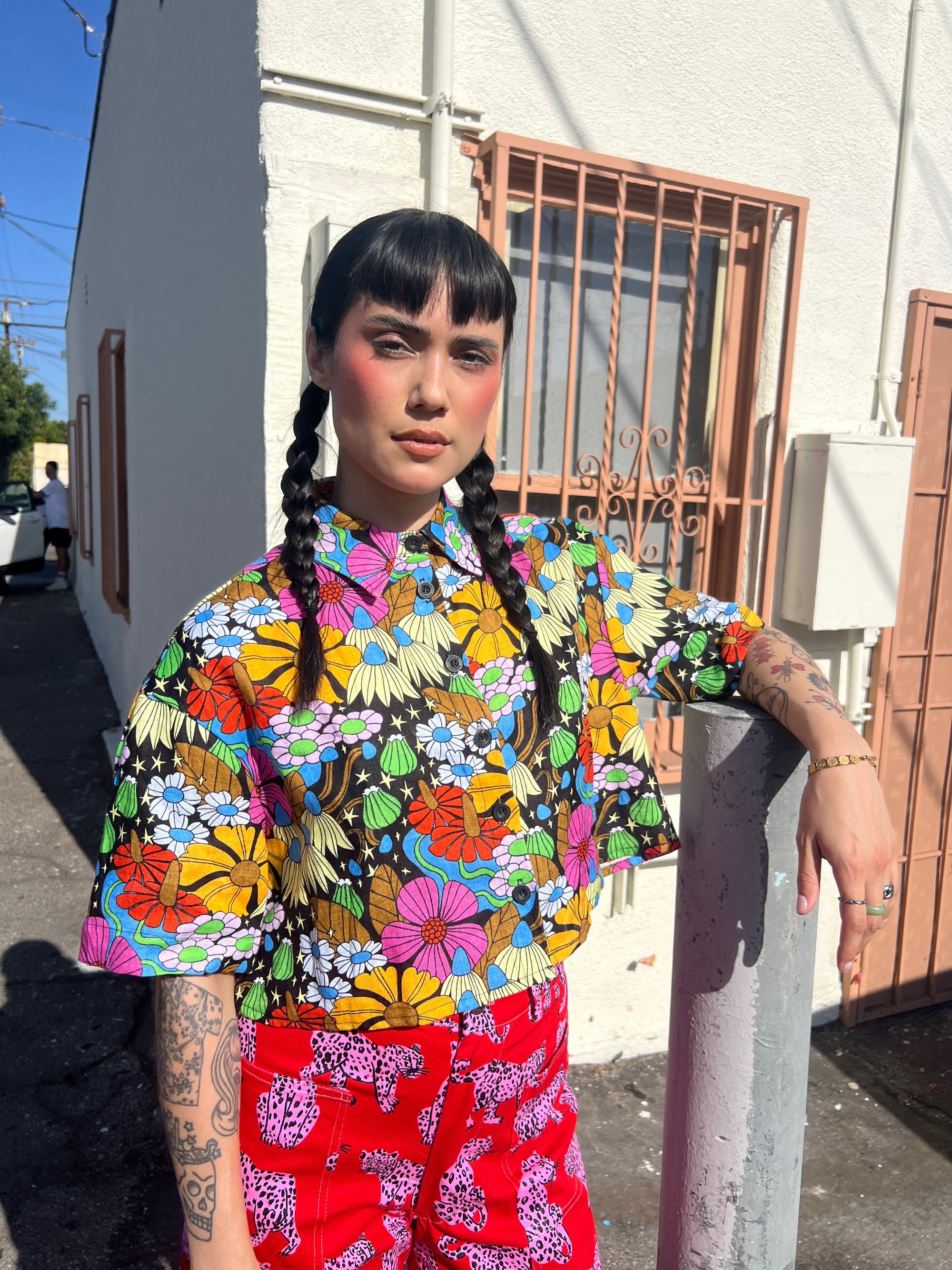 Linen Olivia Top Cosmic Floral