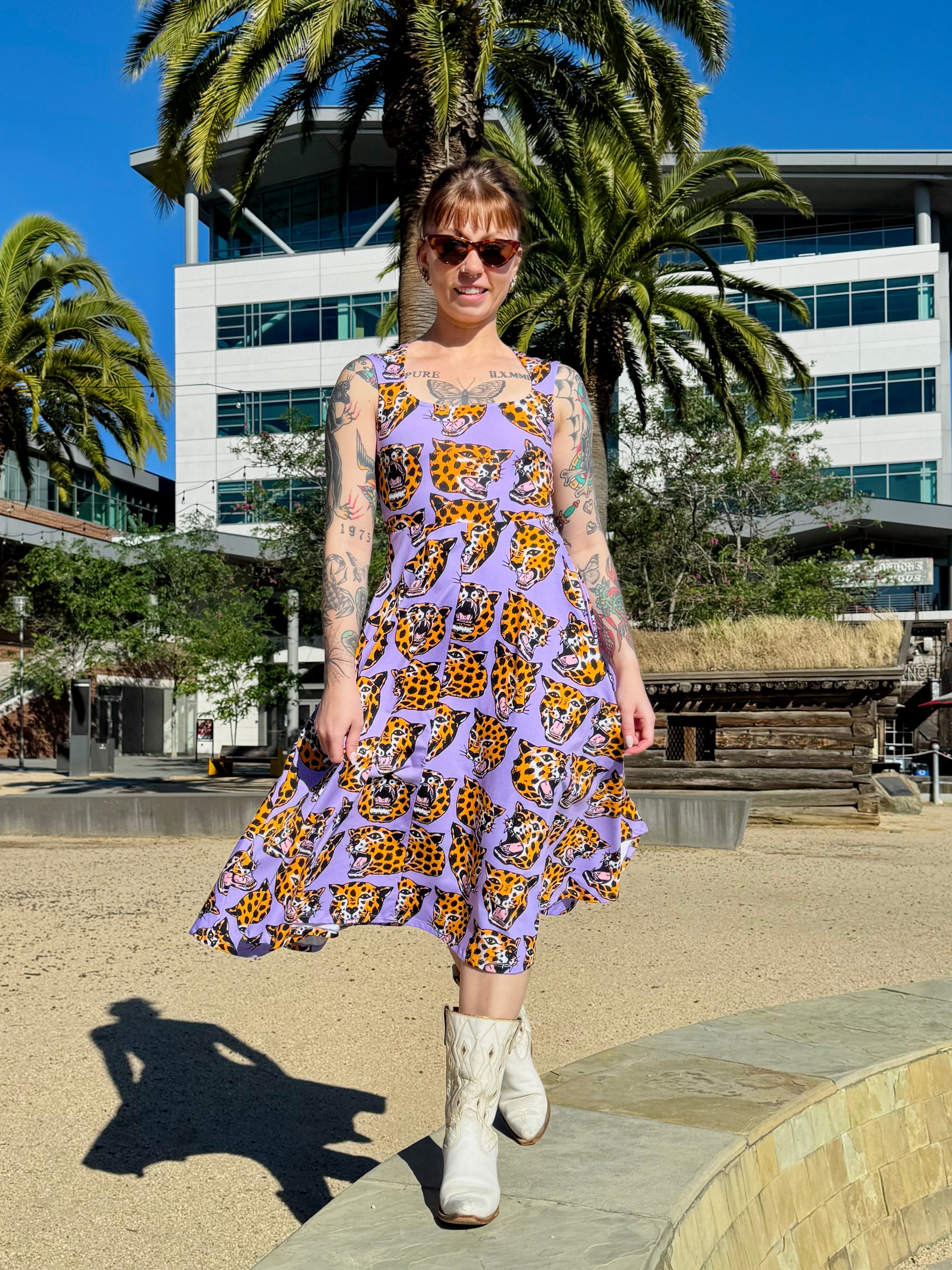 Picnic Dress Cheetah Head