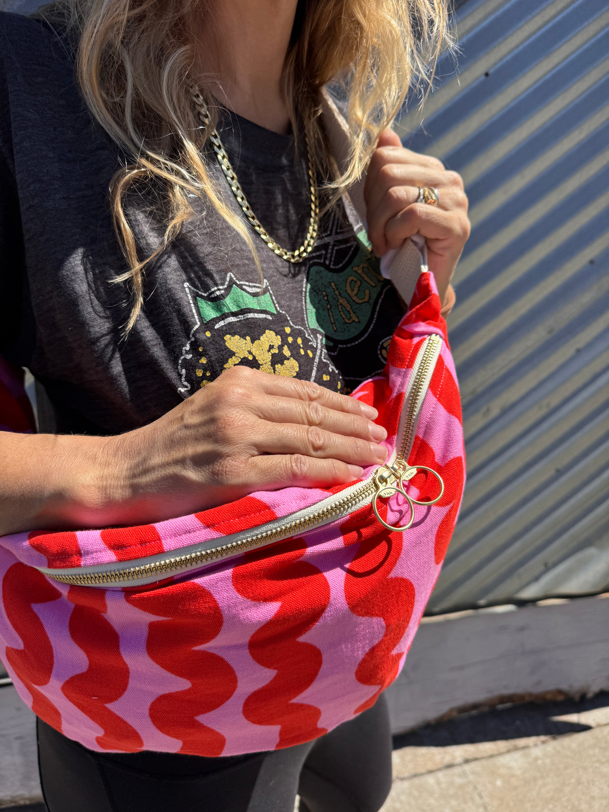 Mini Messenger Bag - Pink Squiggle