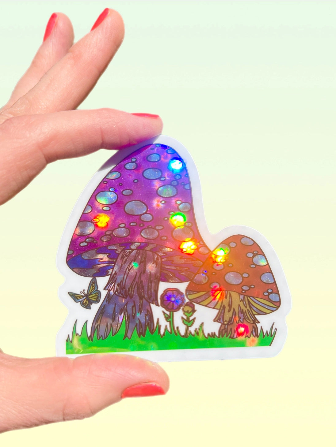 Mushroom Hologram Shimmer Sticker