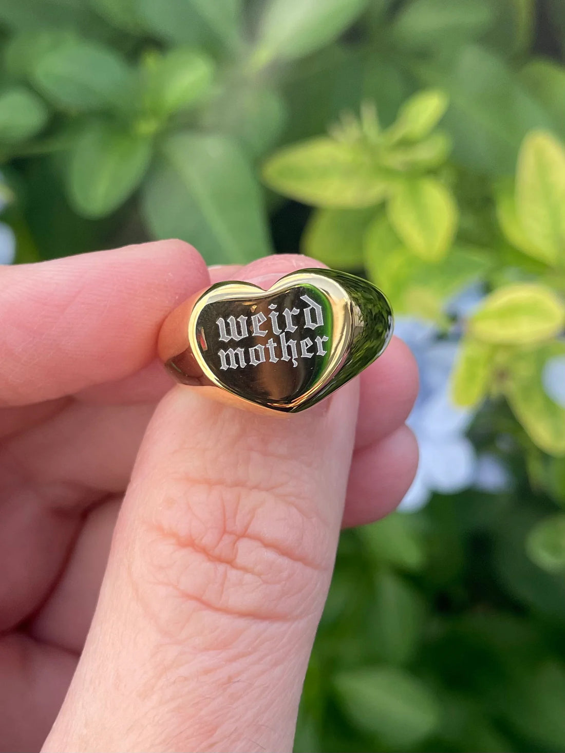 Weird Mother Gold Plated Heart Signet Ring