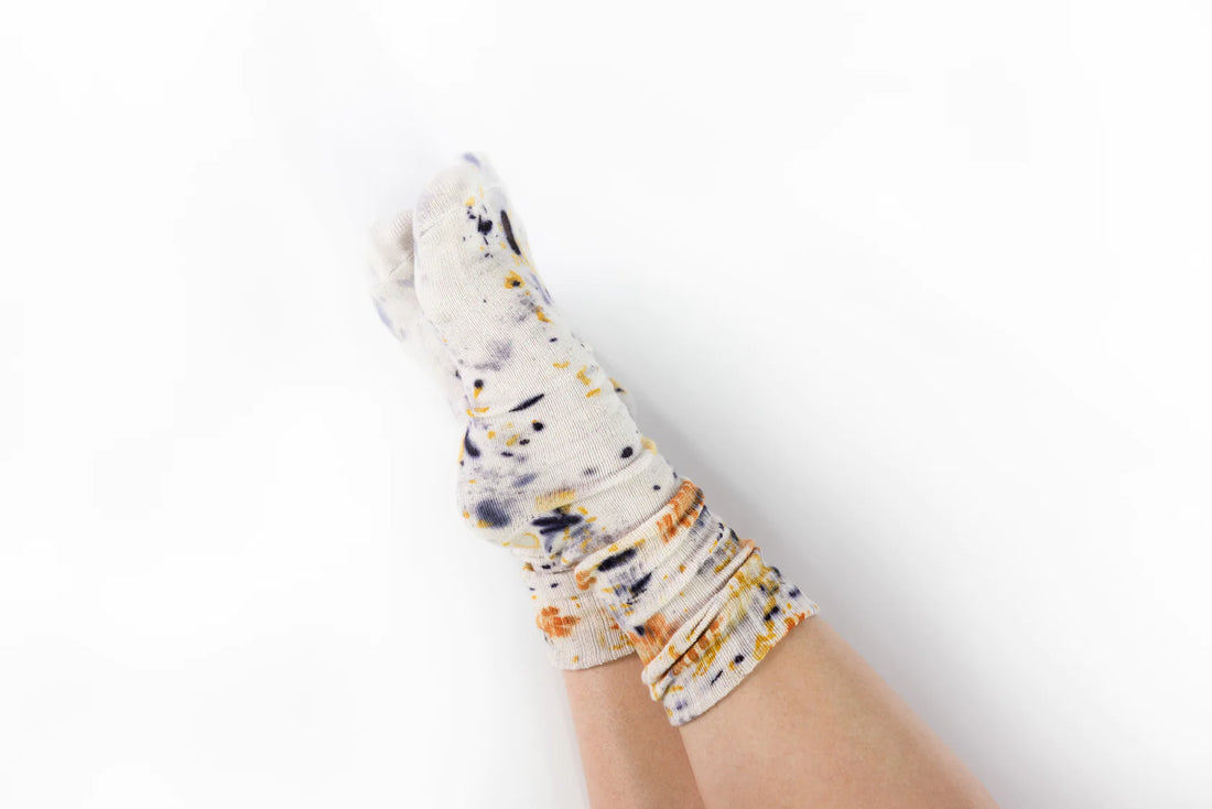 Abstract Bundle Dyed Sock - Abstract Cream