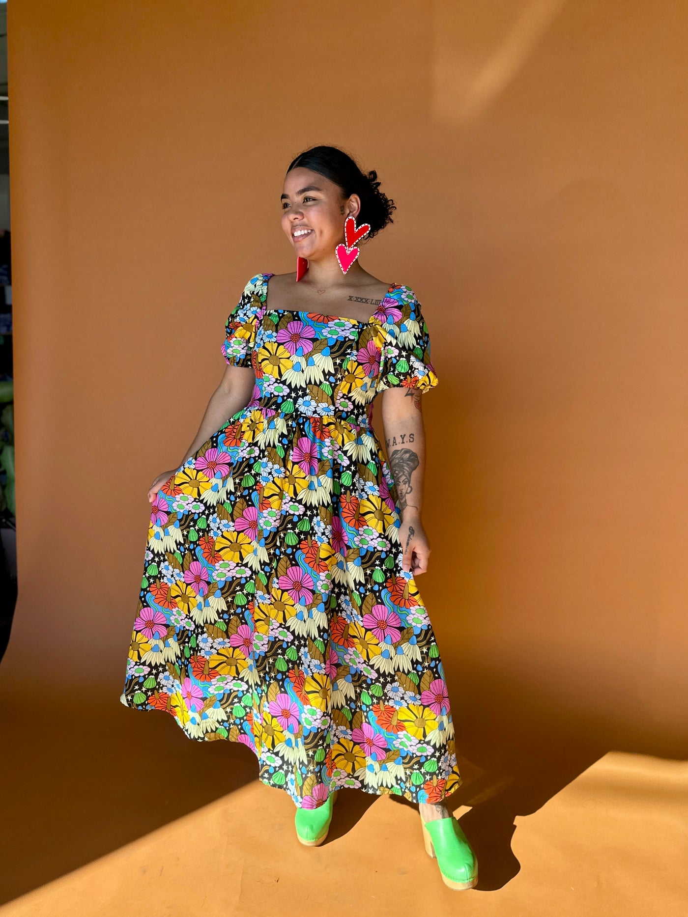 Linen Princess Dress Cosmic Floral