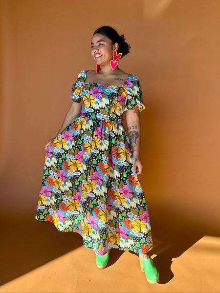 Linen Princess Dress Cosmic Floral – NOOWORKS