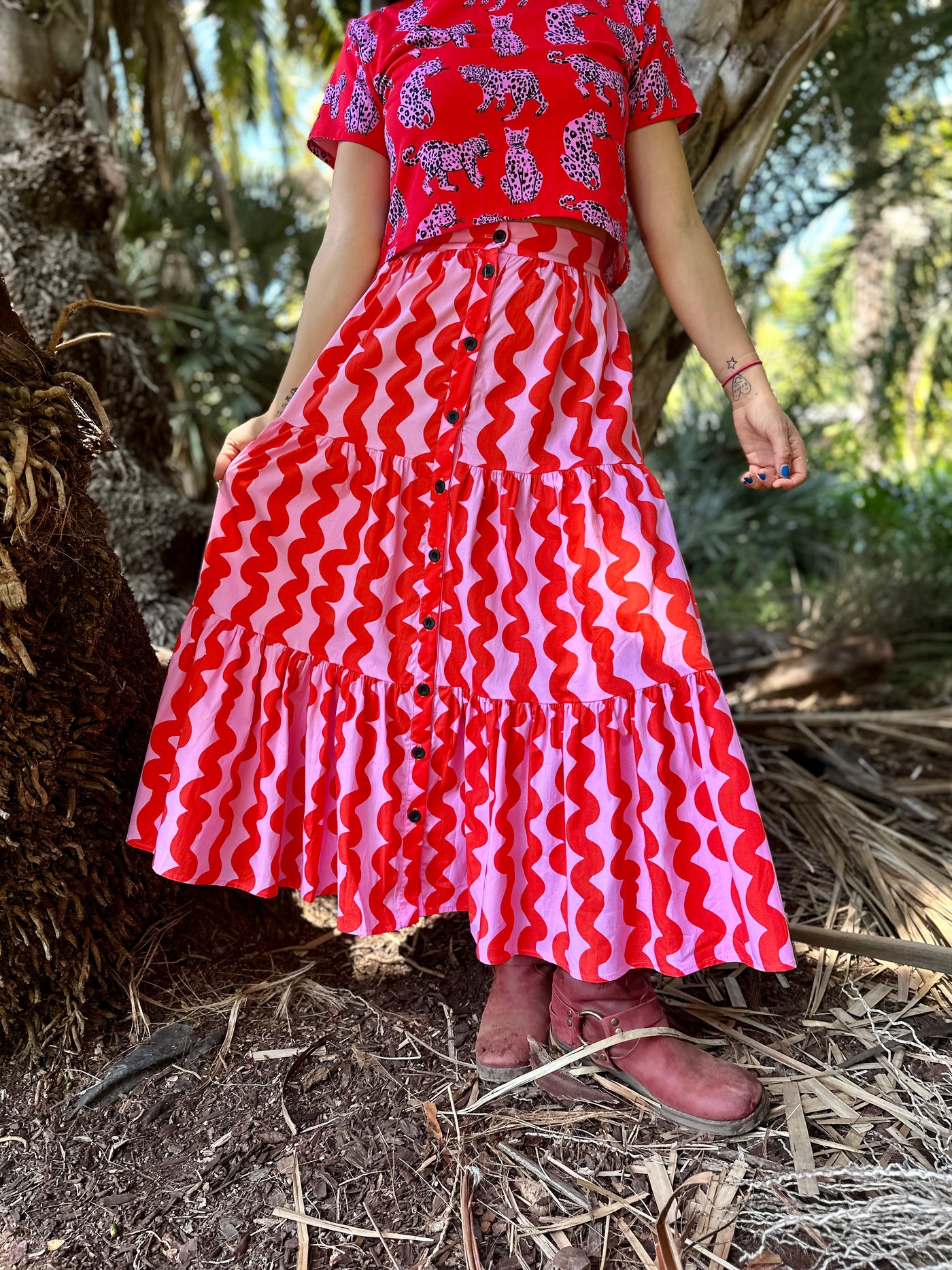 Prairie Skirt Pink Squiggle