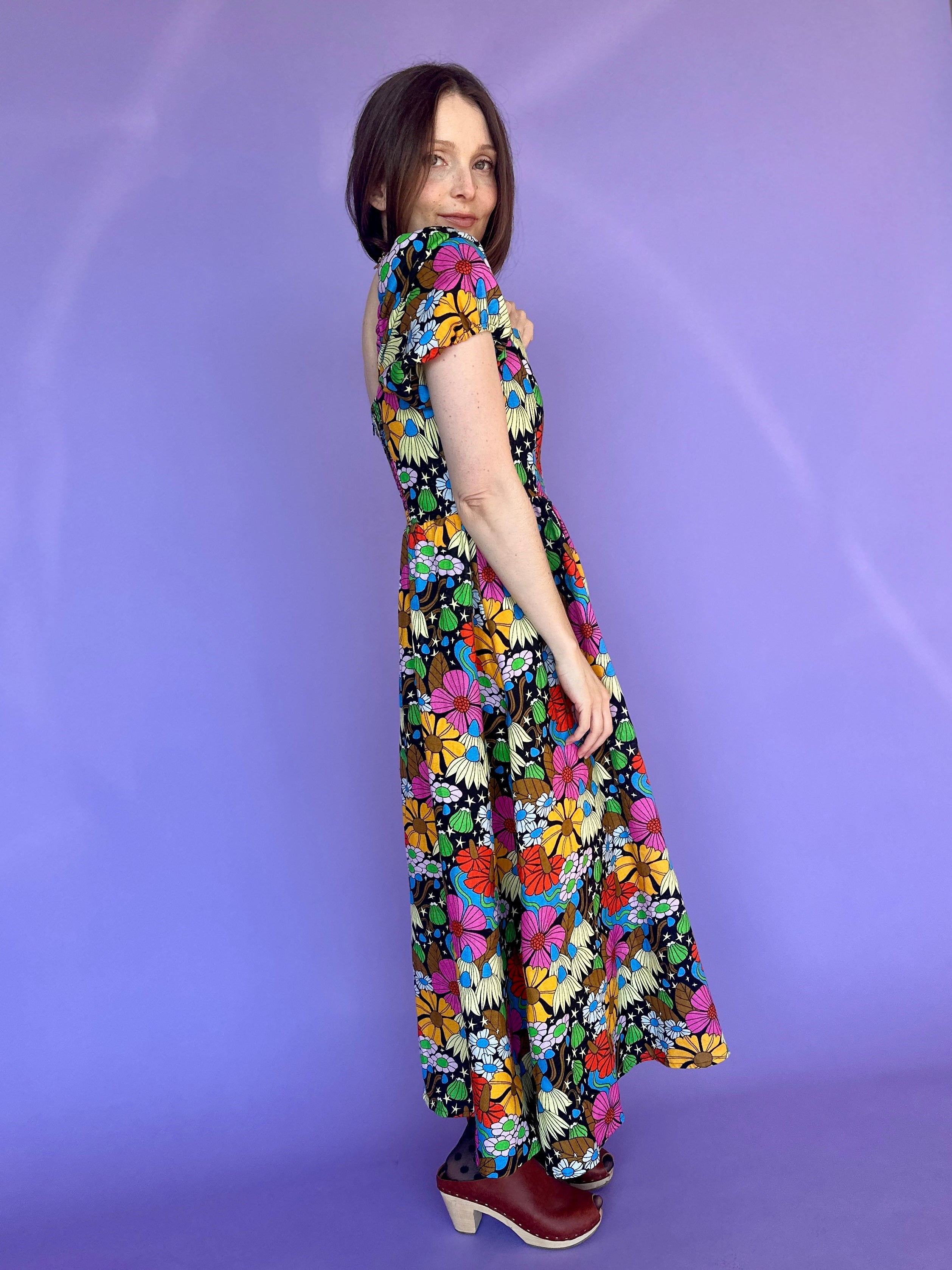 Linen Princess Dress Cosmic Floral