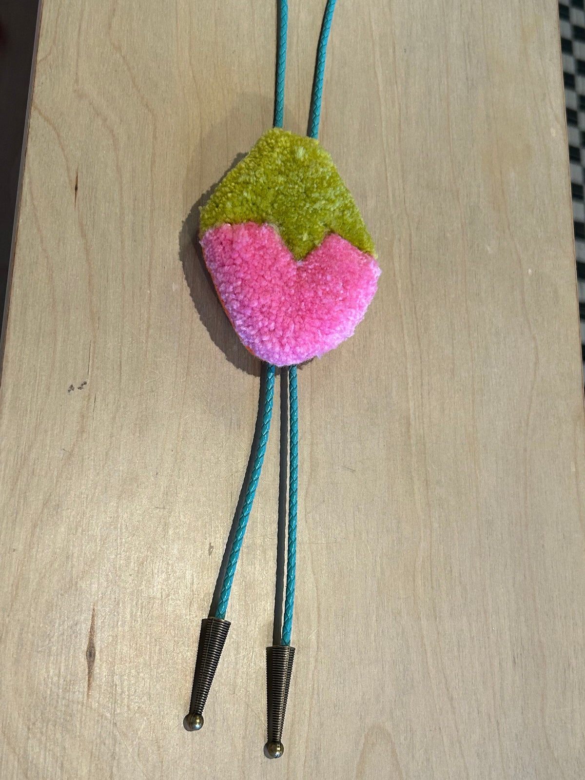Strawberry Tufted Bolo Tie - Light Pink