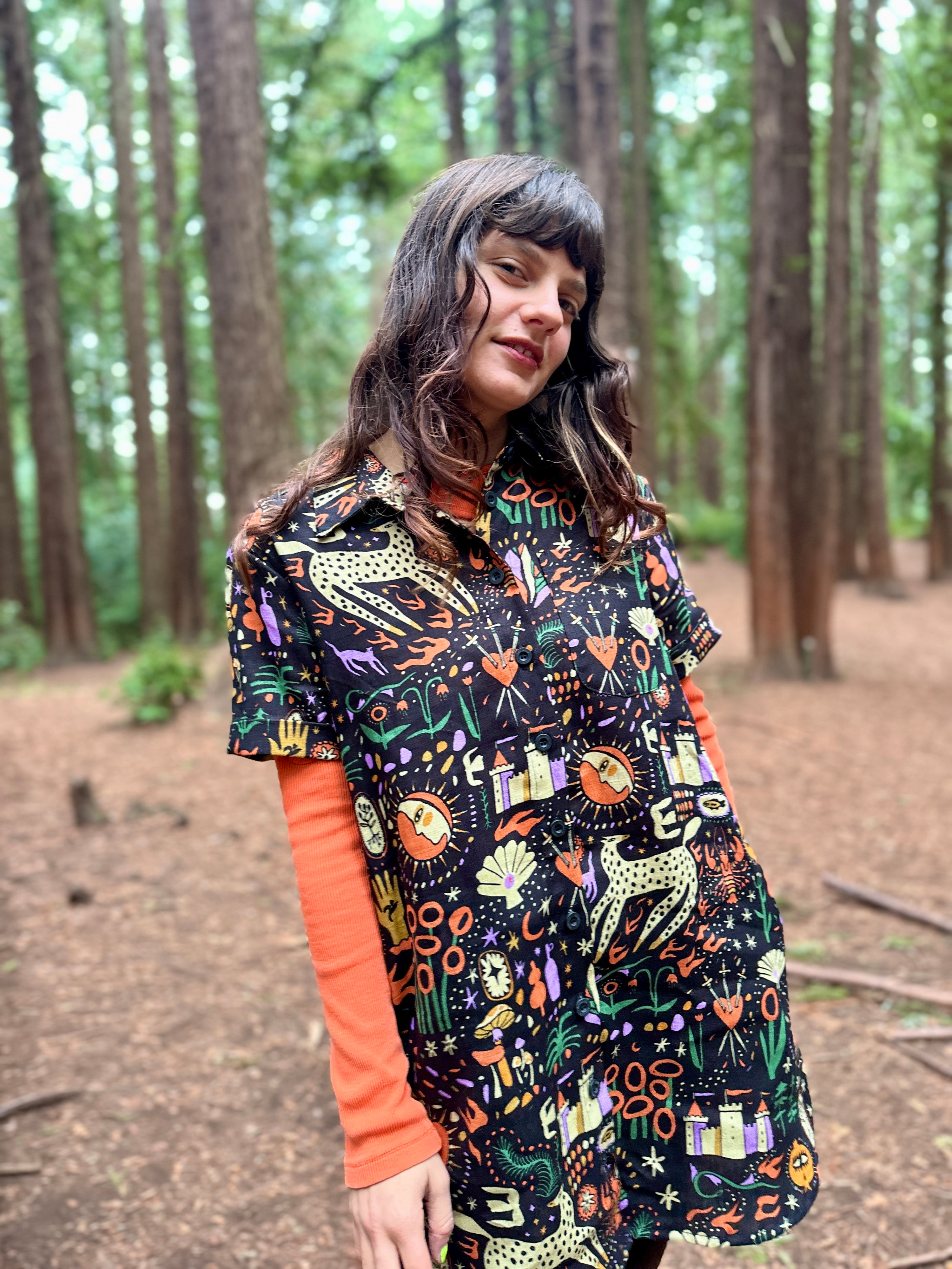 Linen Shirt Dress Tarot Garden