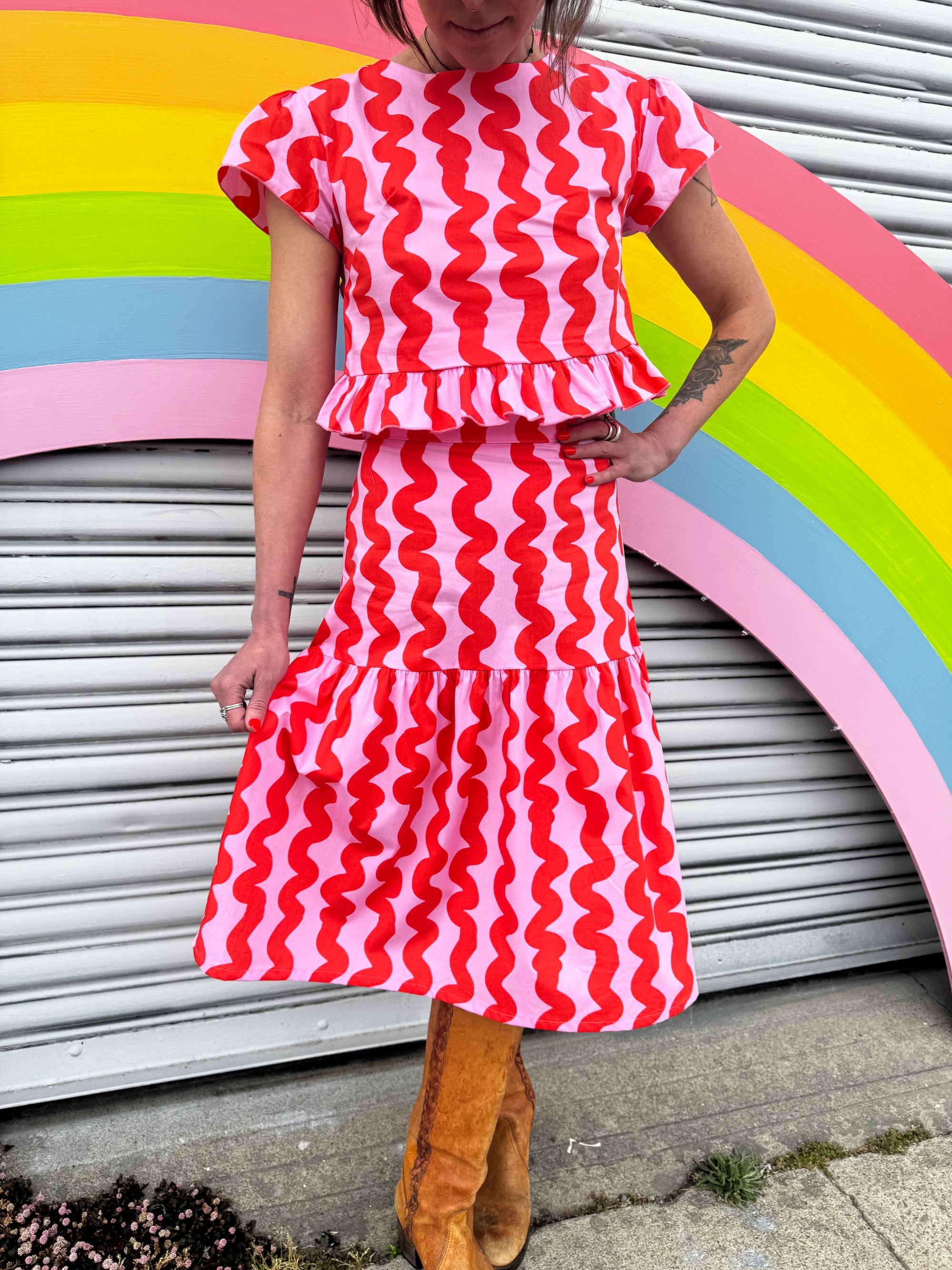 Gail Skirt Pink Squiggle