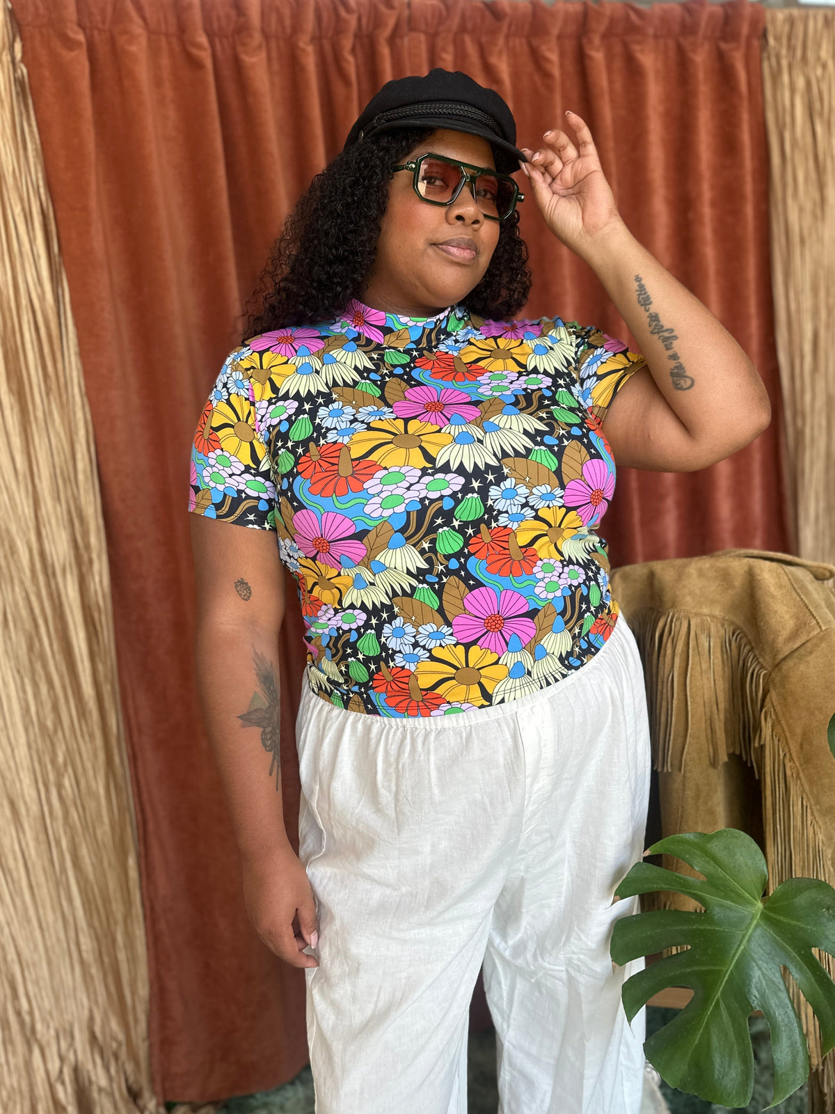 Mock Neck Cosmic Floral