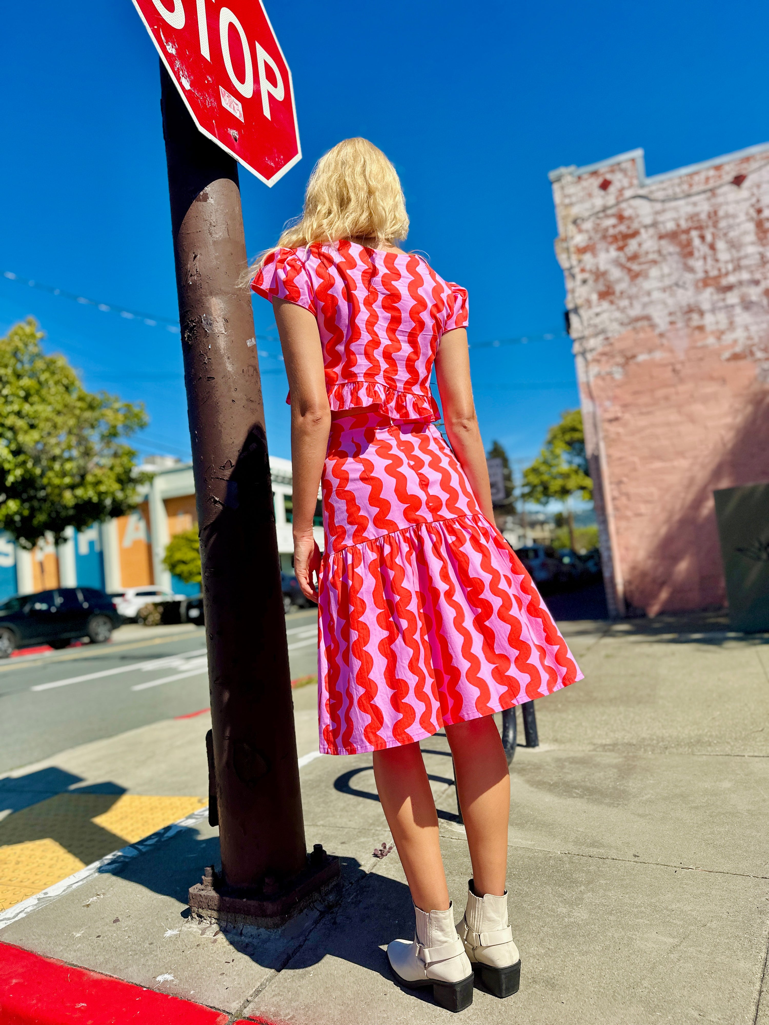 Gail Skirt Pink Squiggle