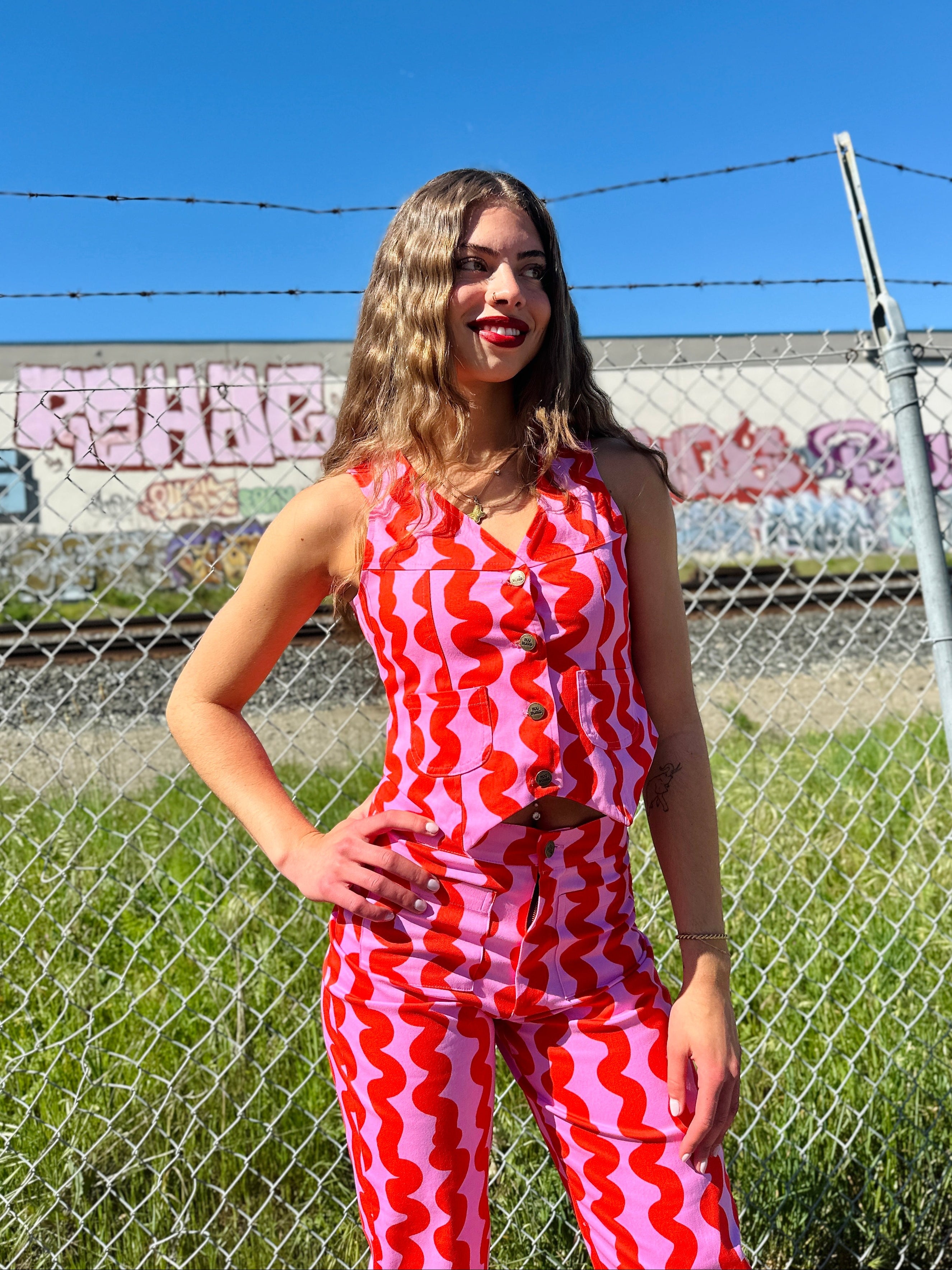Western Vest Pink Squiggle