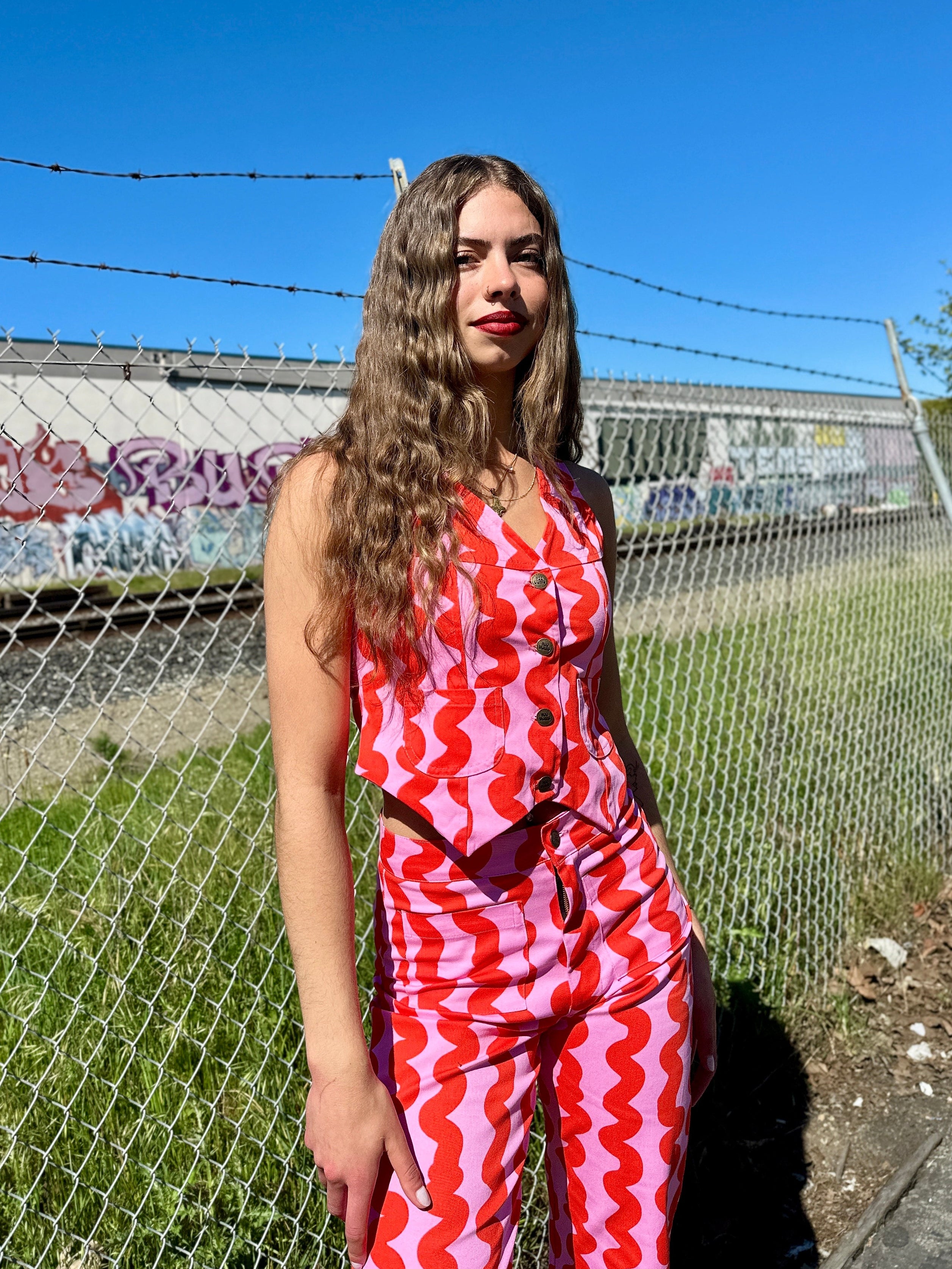 Western Vest Pink Squiggle
