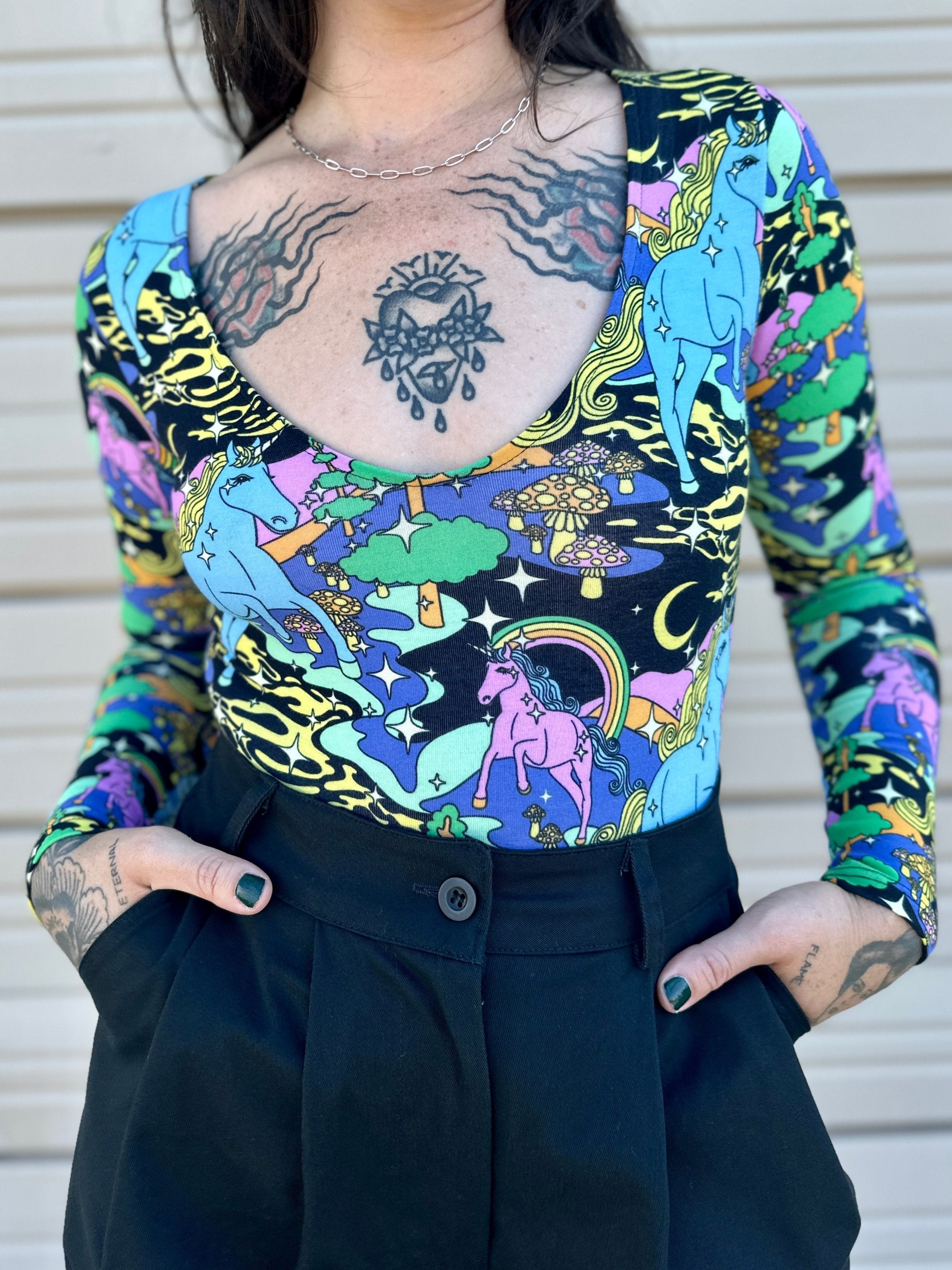 Long Sleeve Bodysuit Unicorn