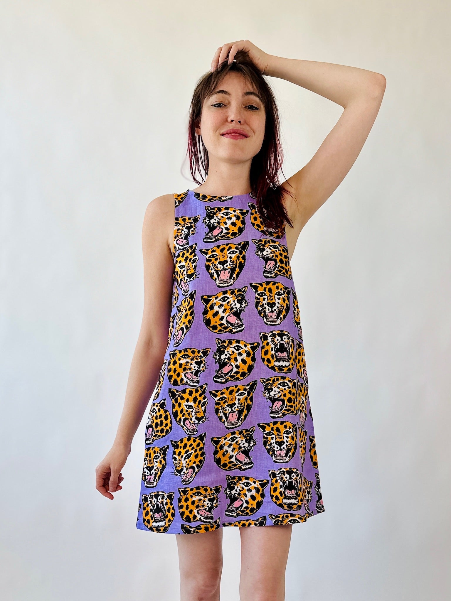 Linen Romy Dress Cheetah Head