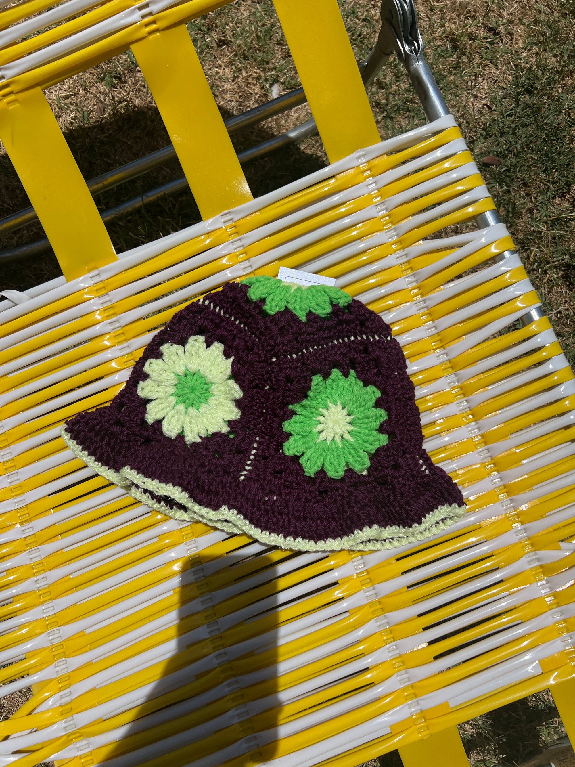 Bev Made Granny Square  Bucket hat/ Sugar Plum