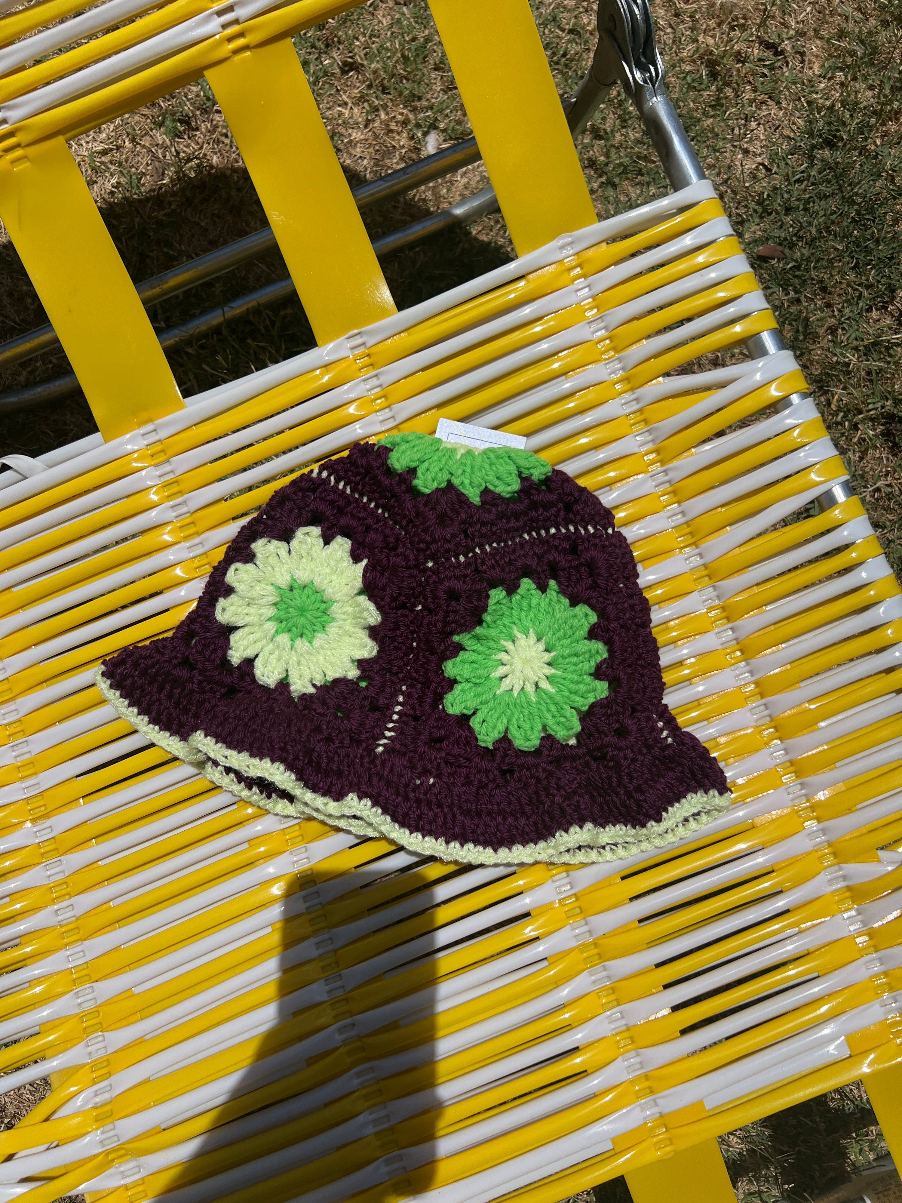 Bev Made Granny Square  Bucket hat/ Sugar Plum