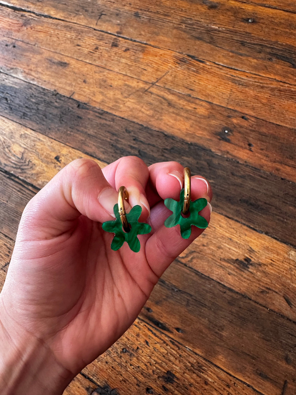 Daisy Hoops - Green