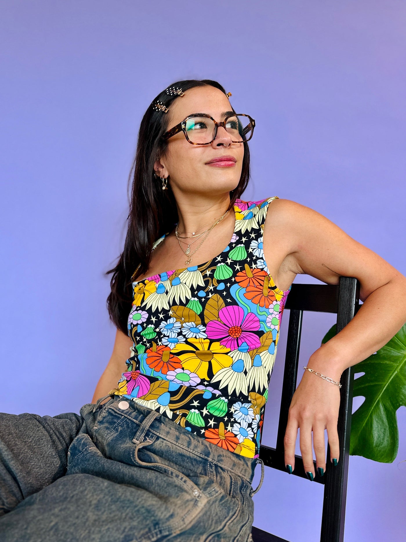 Scoop Top Cosmic Floral