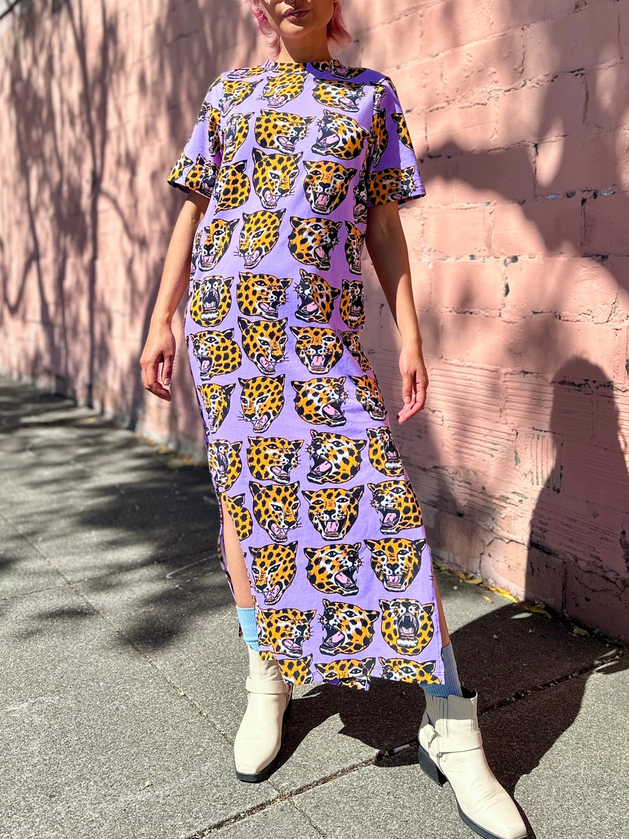 Jersey Maxi Dress Cheetah head