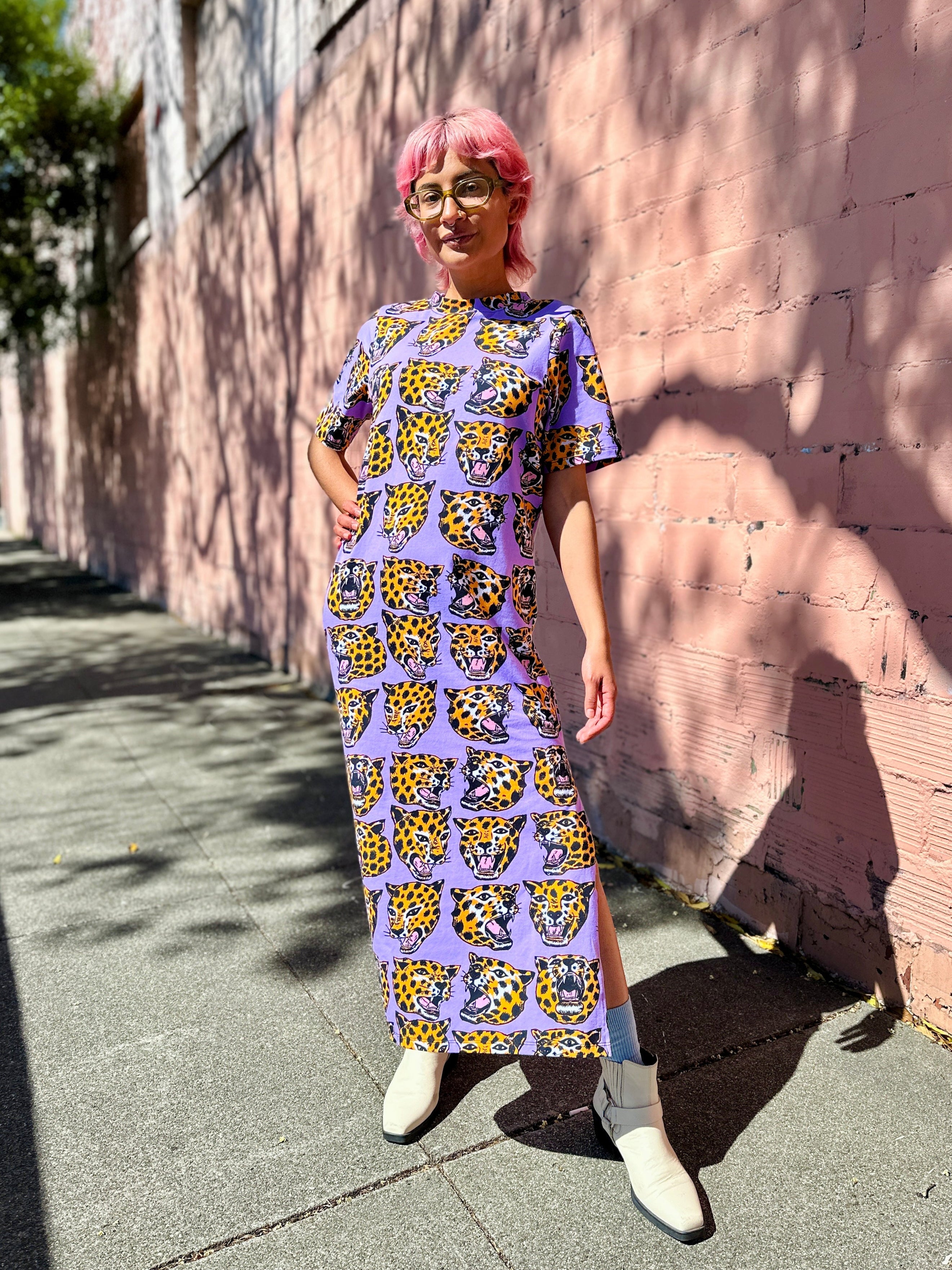 Jersey Maxi Dress Cheetah head