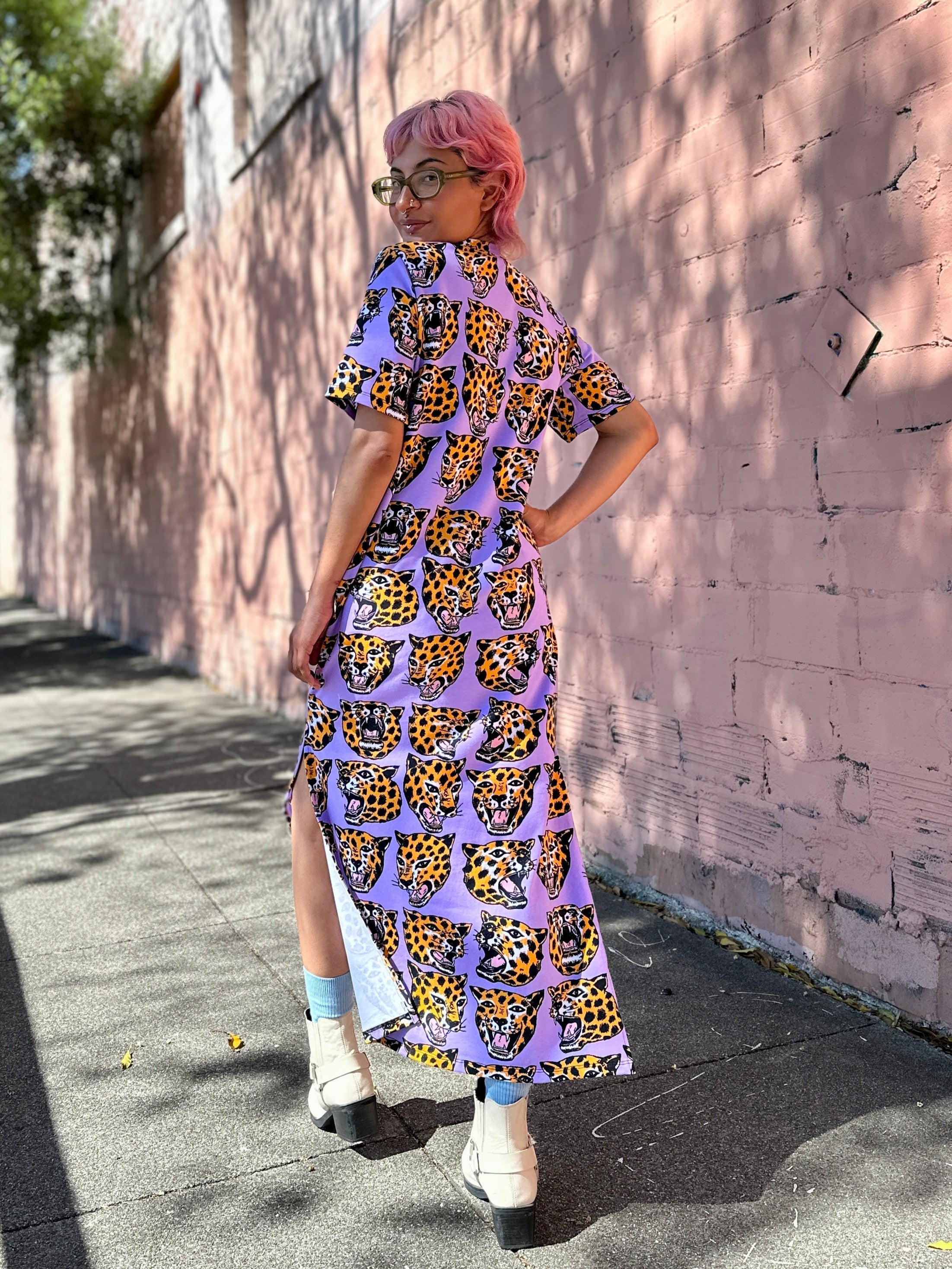 Jersey Maxi Dress Cheetah head