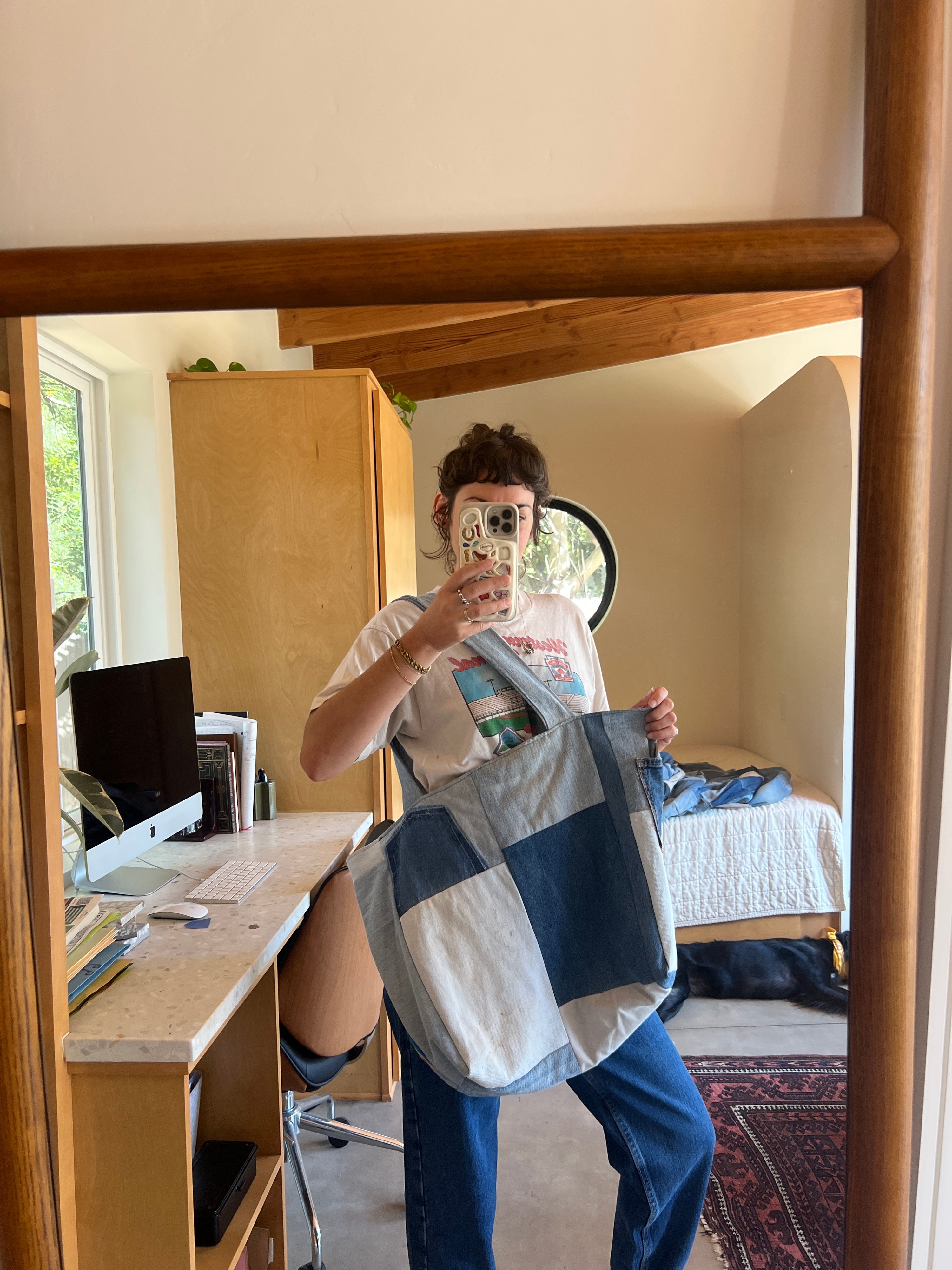 Denim Patchwork Giant tote bag