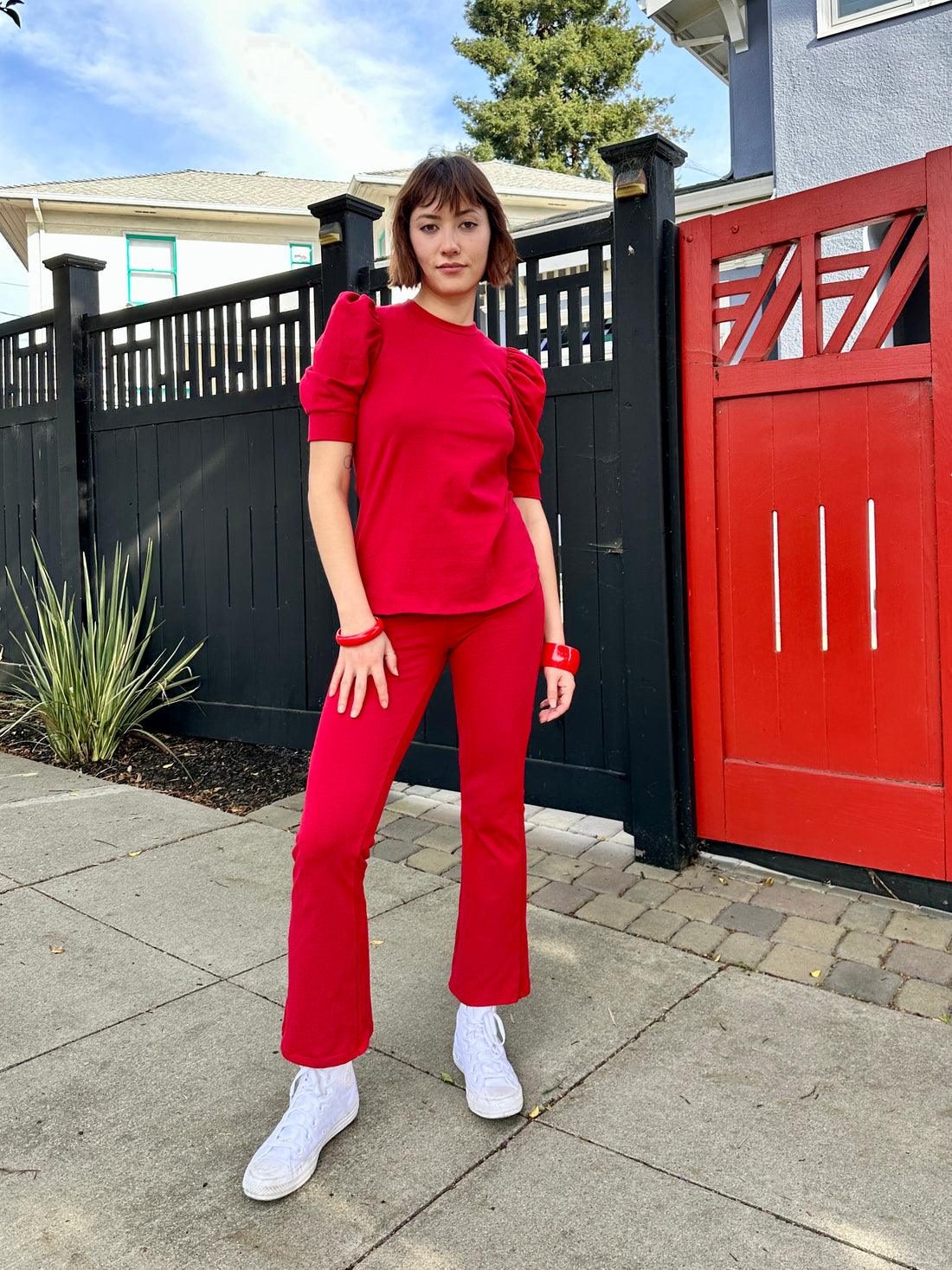  Red Flare Pants