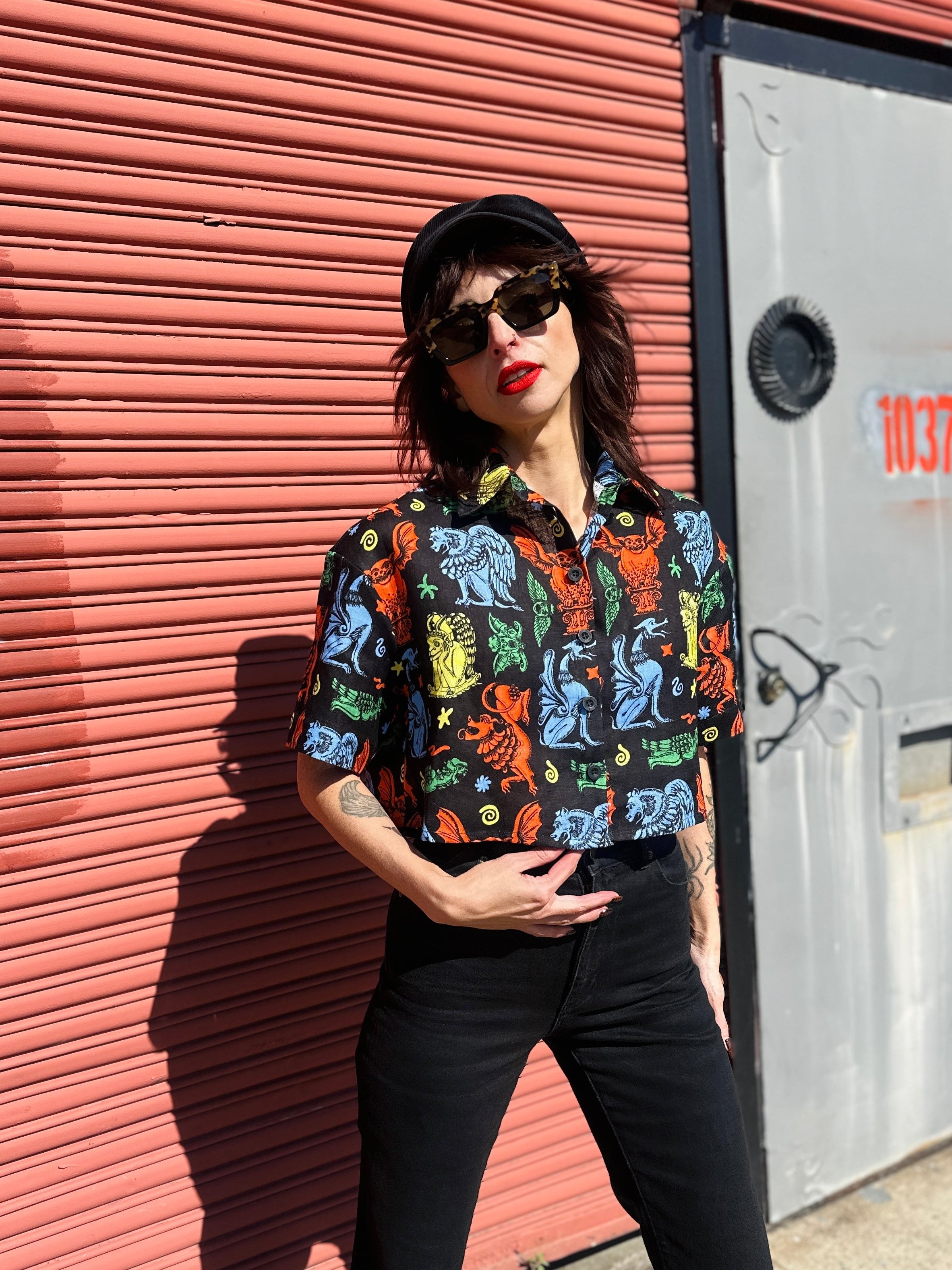 Linen Olivia Top Gargoyles