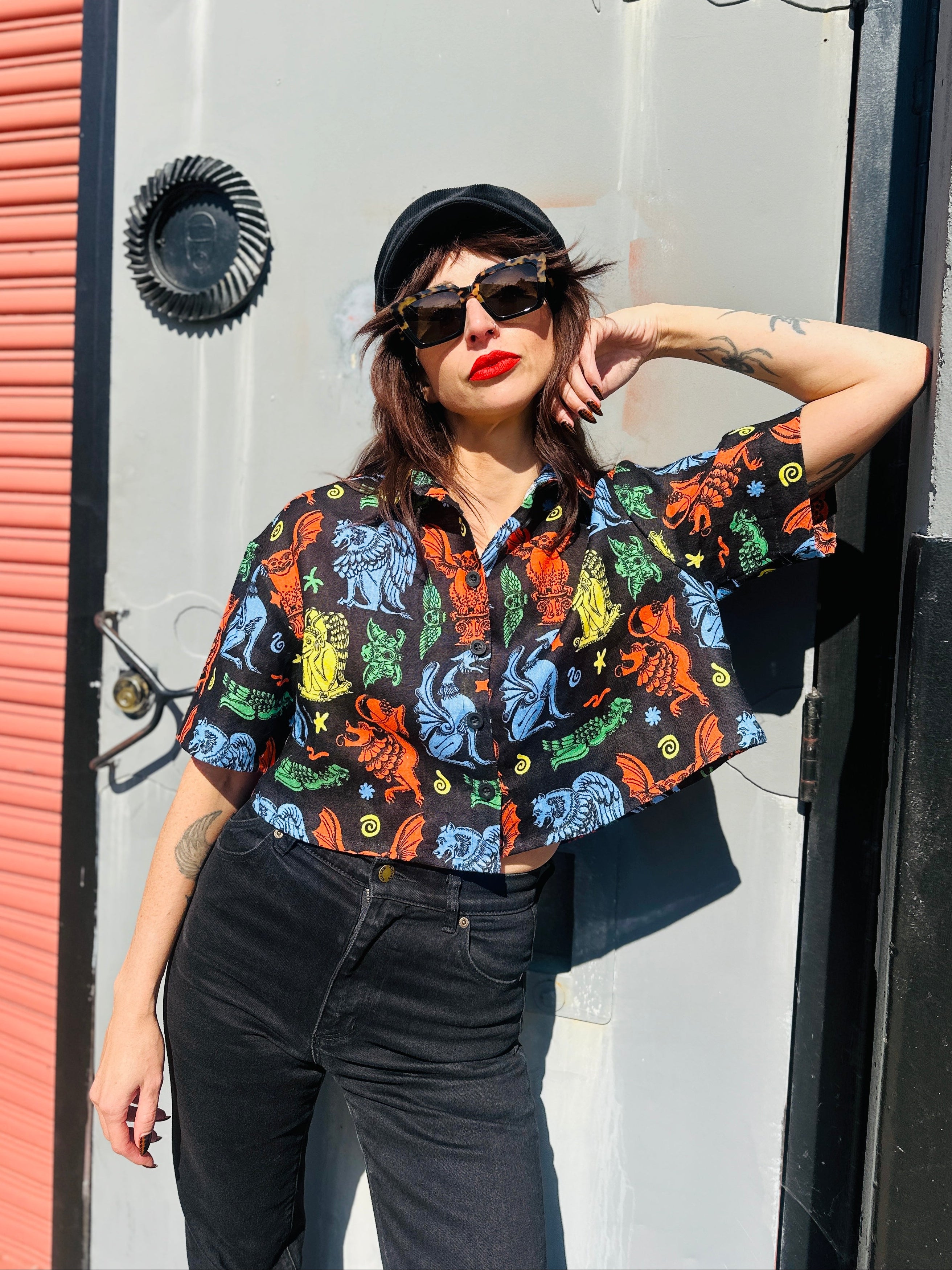 Linen Olivia Top Gargoyles