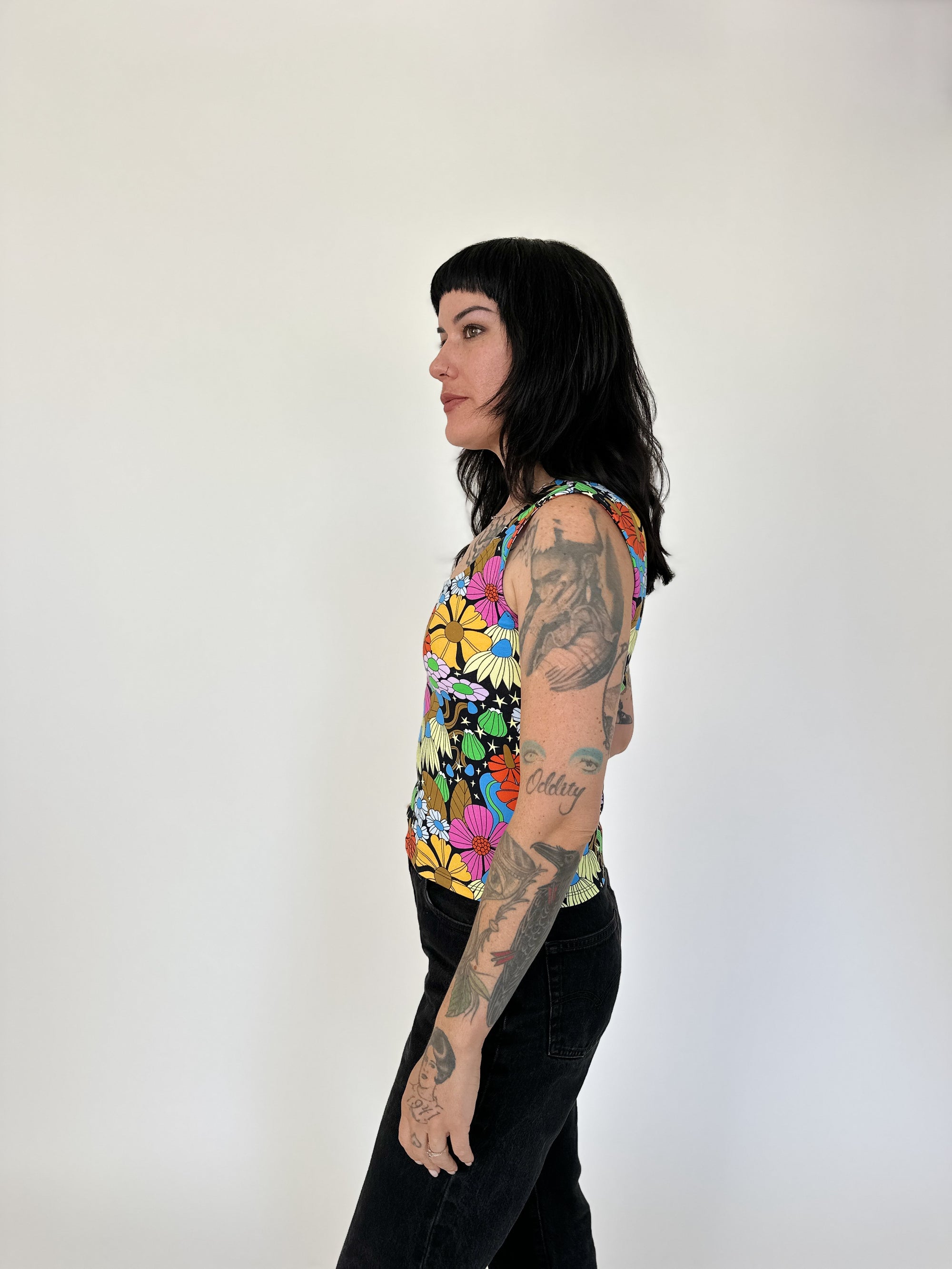 Scoop Top Cosmic Floral