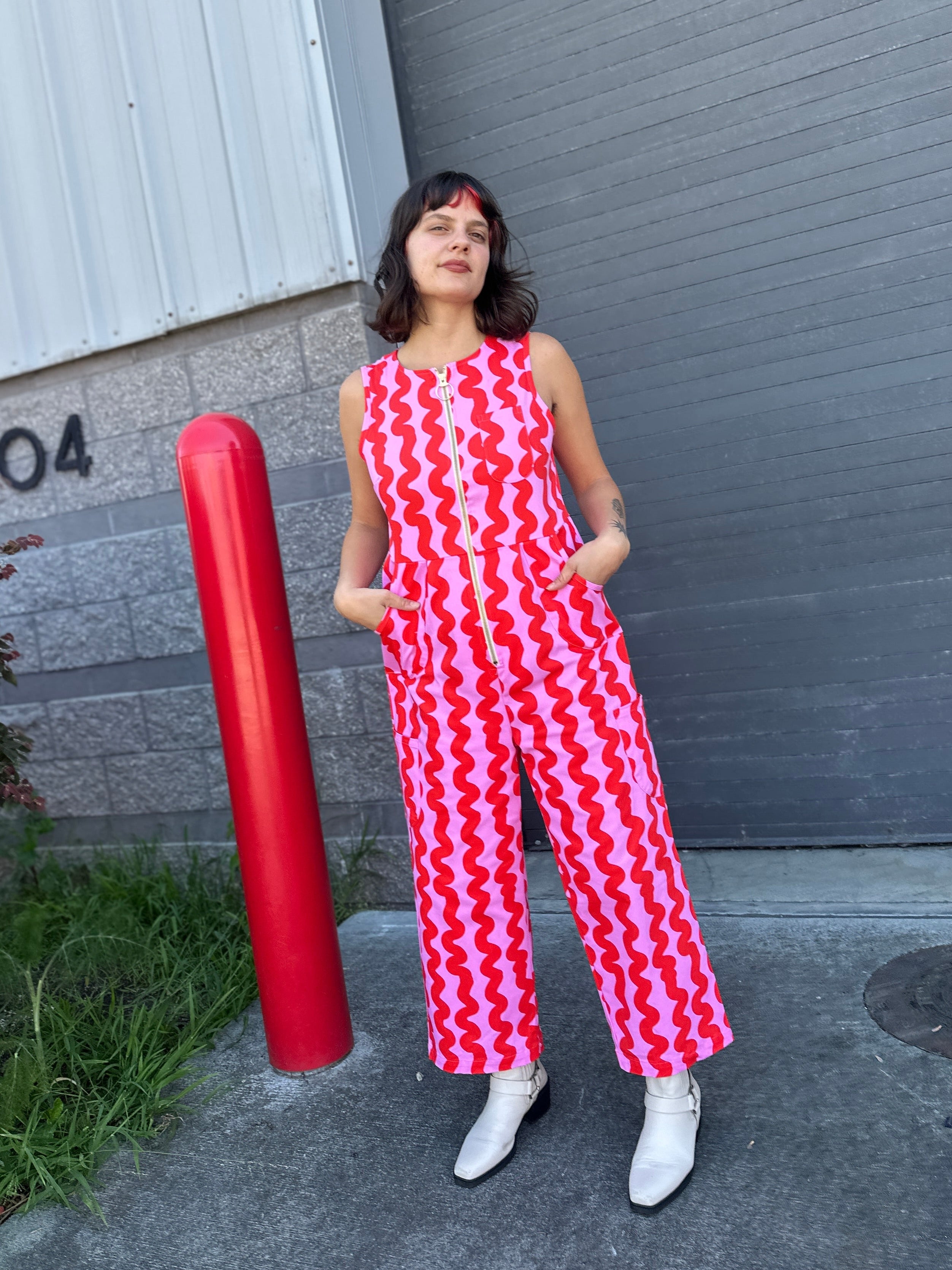 Lucky Jumpsuit Pink Squiggle