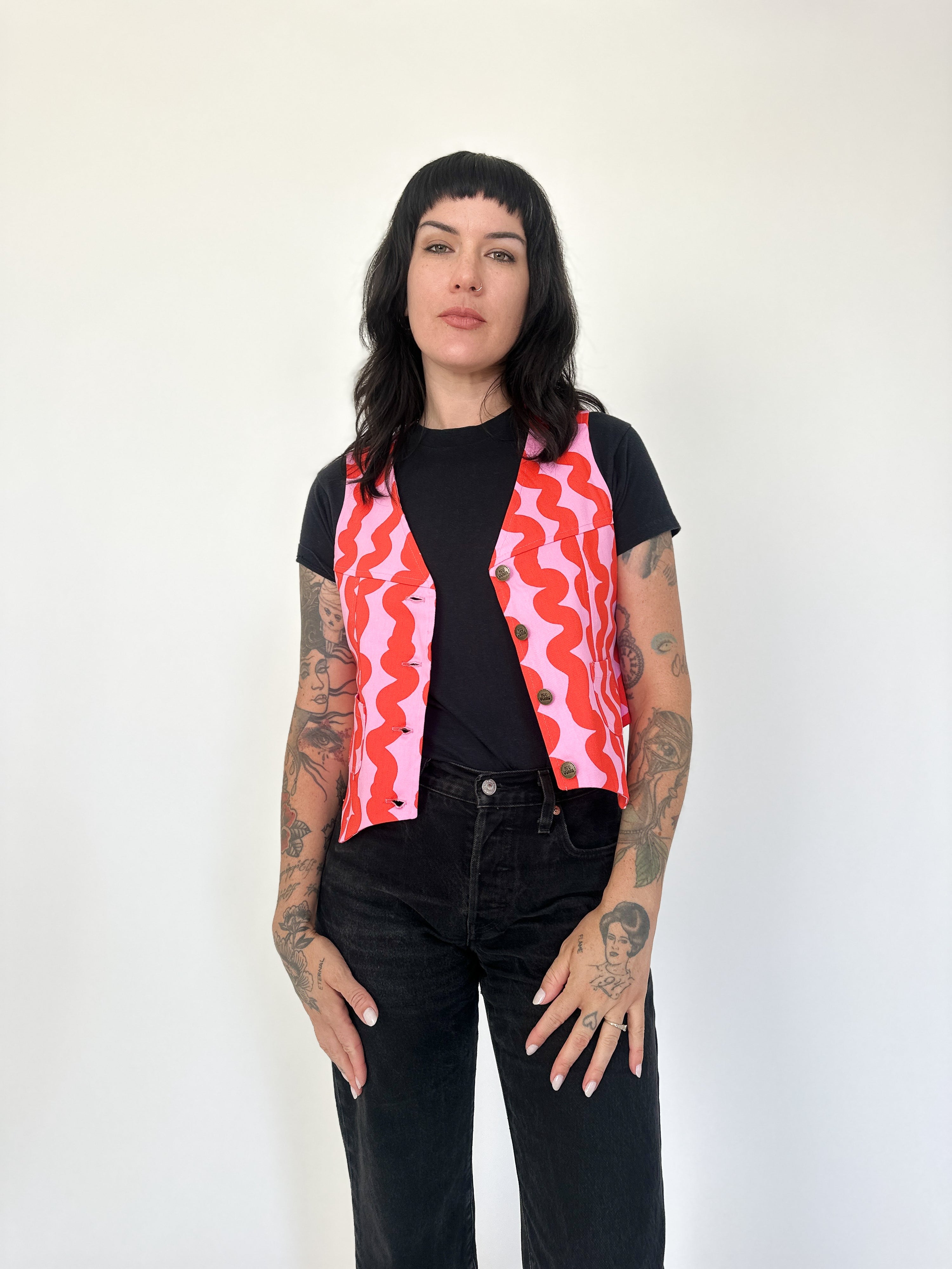 Western Vest Pink Squiggle