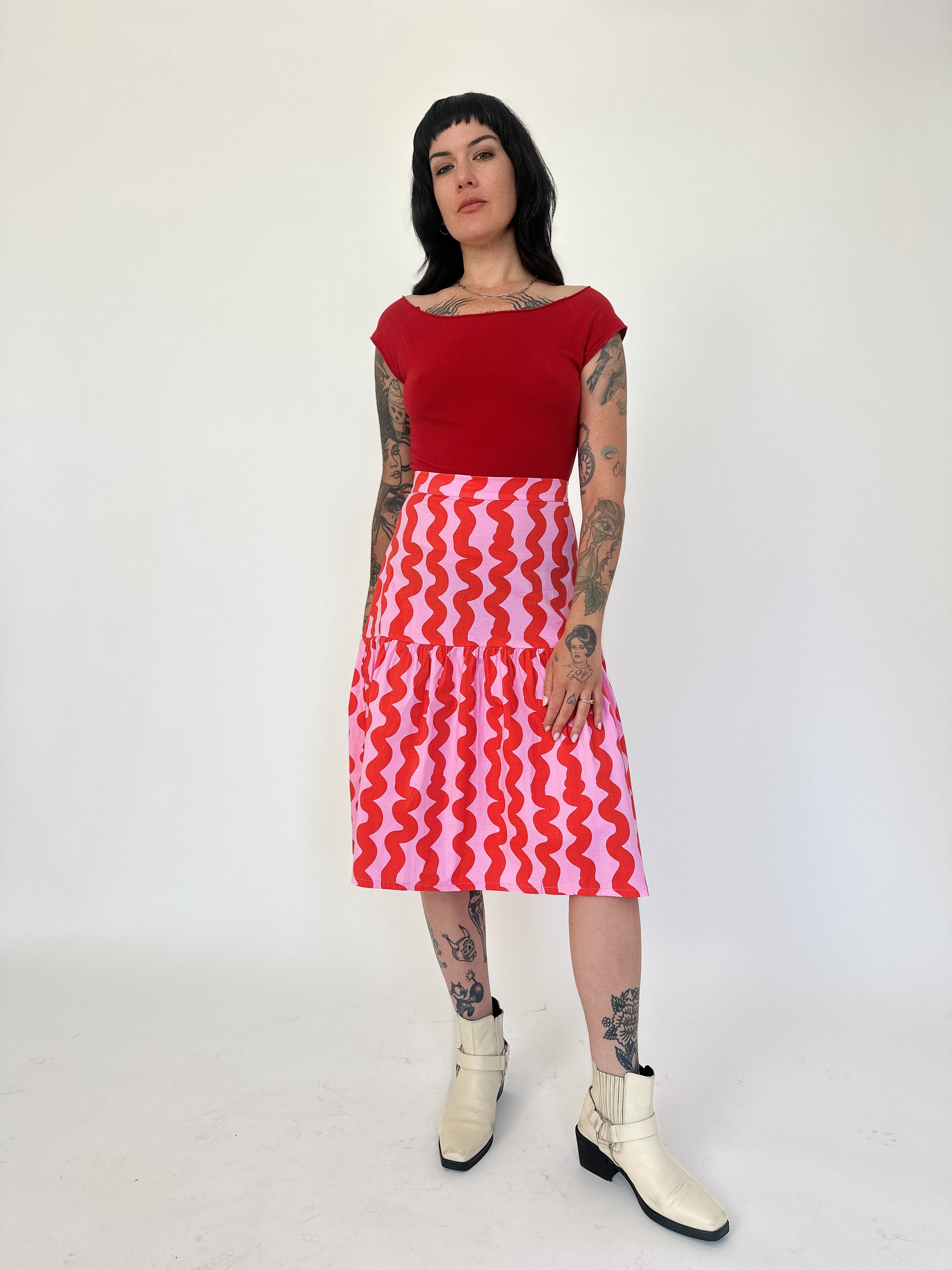 Gail Skirt Pink Squiggle