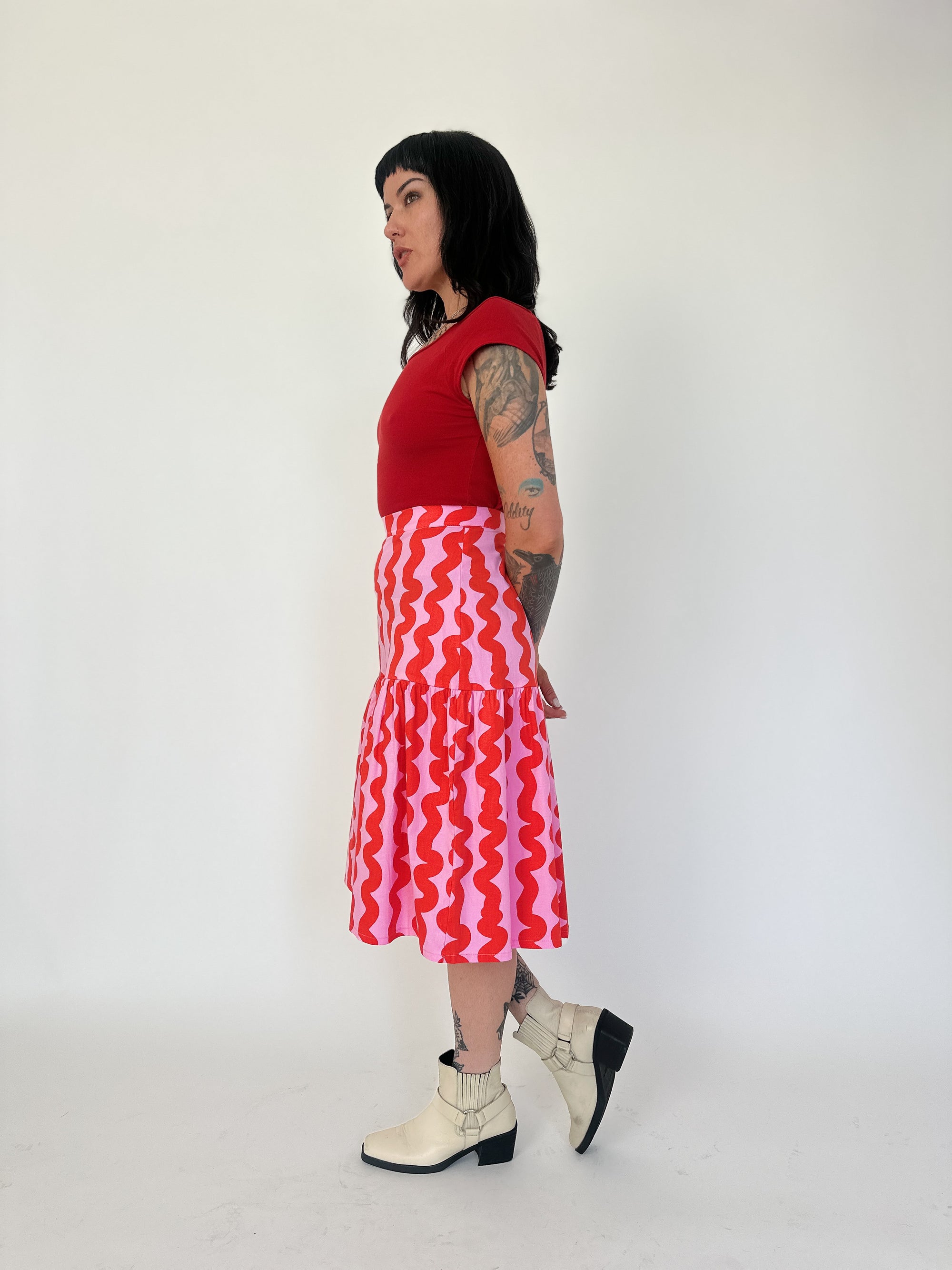 Gail Skirt Pink Squiggle