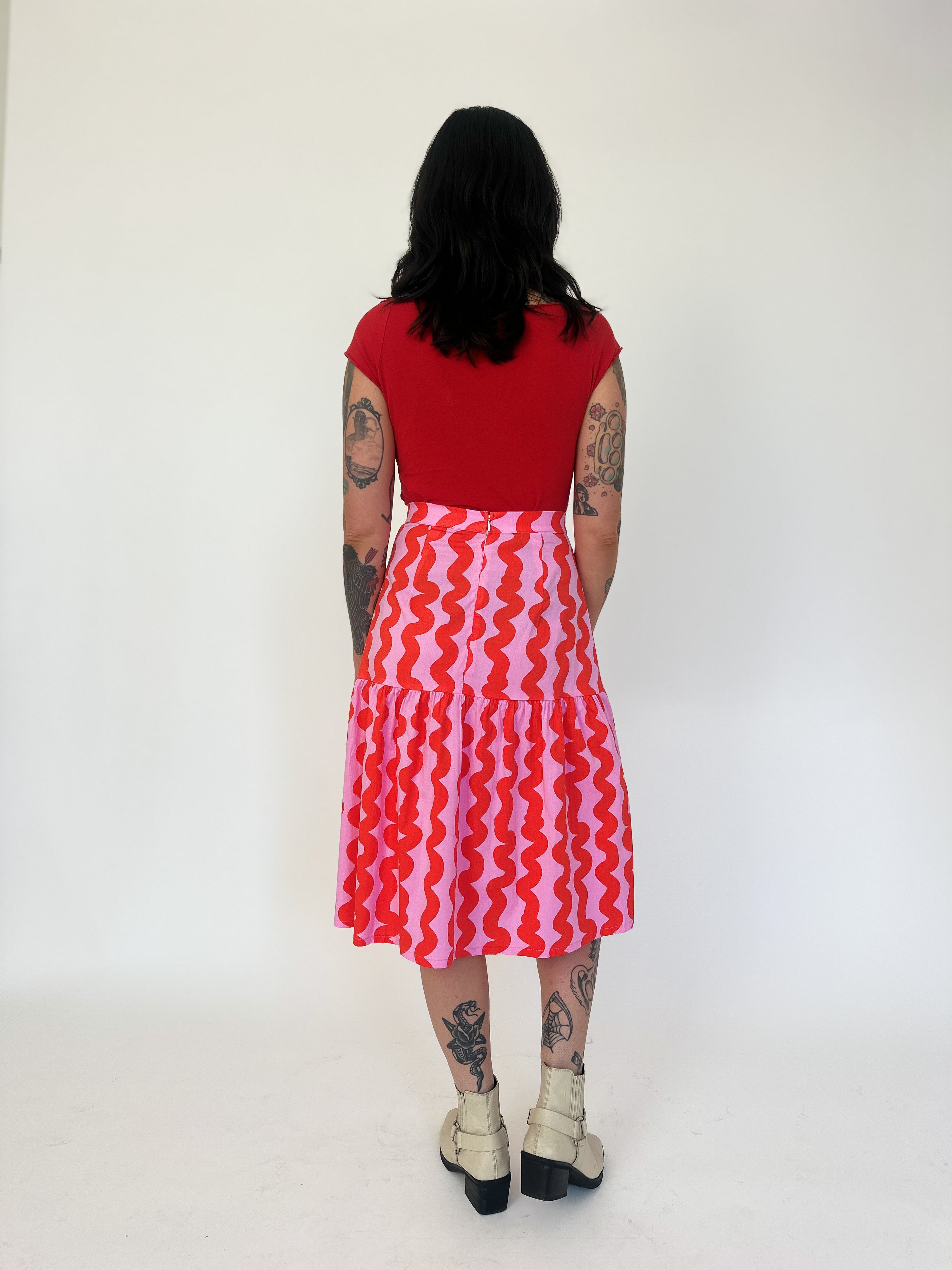 Gail Skirt Pink Squiggle