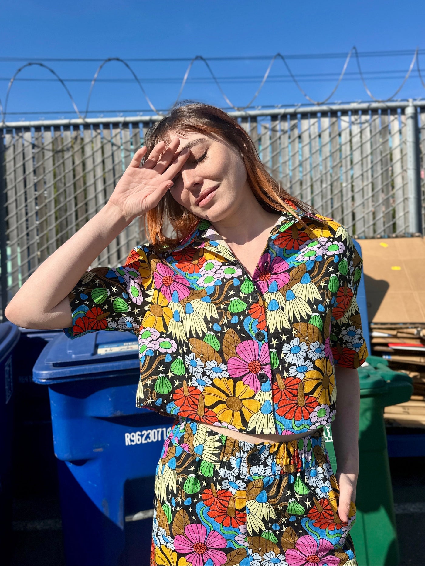 Linen Olivia Top Cosmic Floral