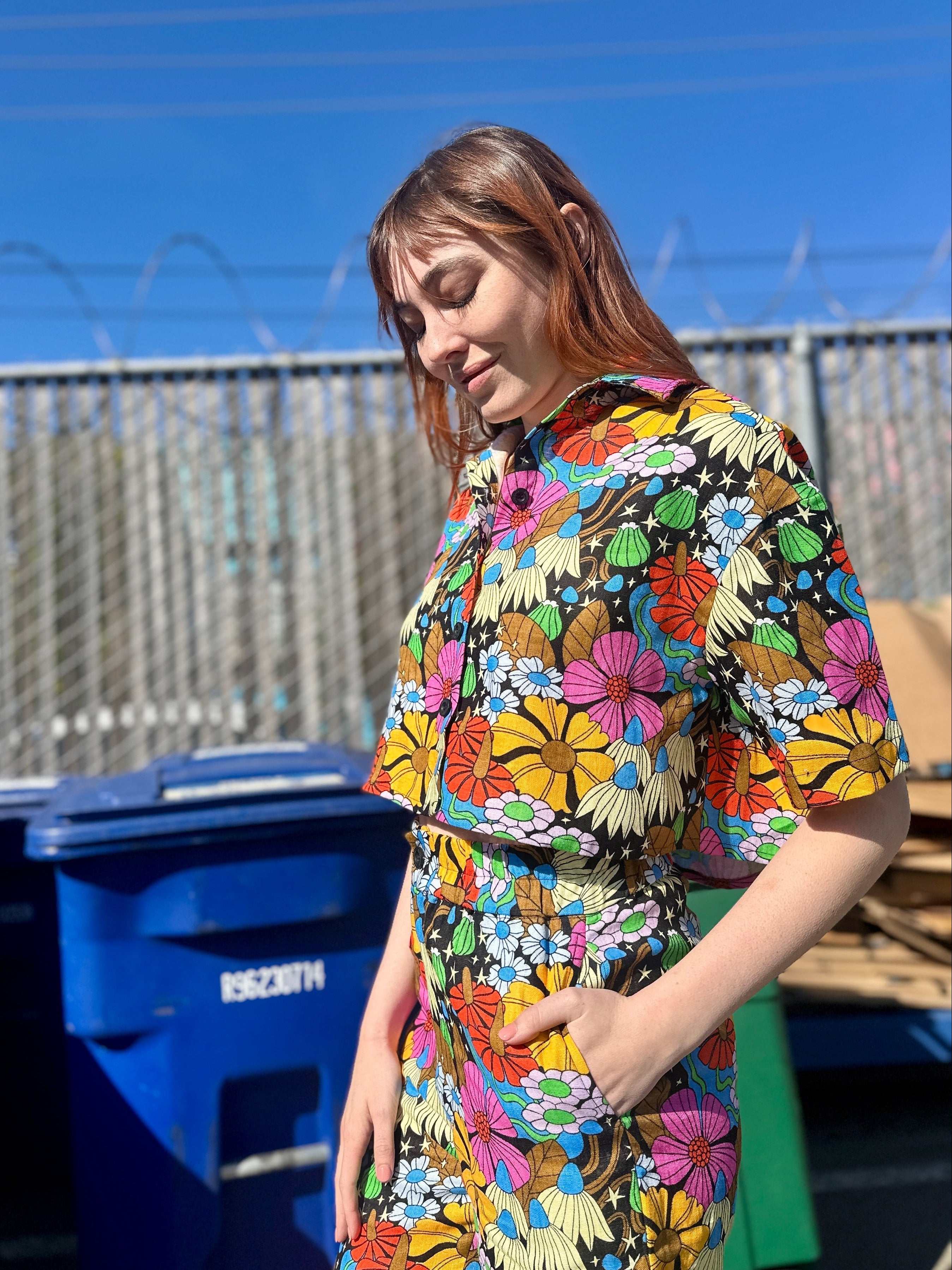 Linen Olivia Top Cosmic Floral