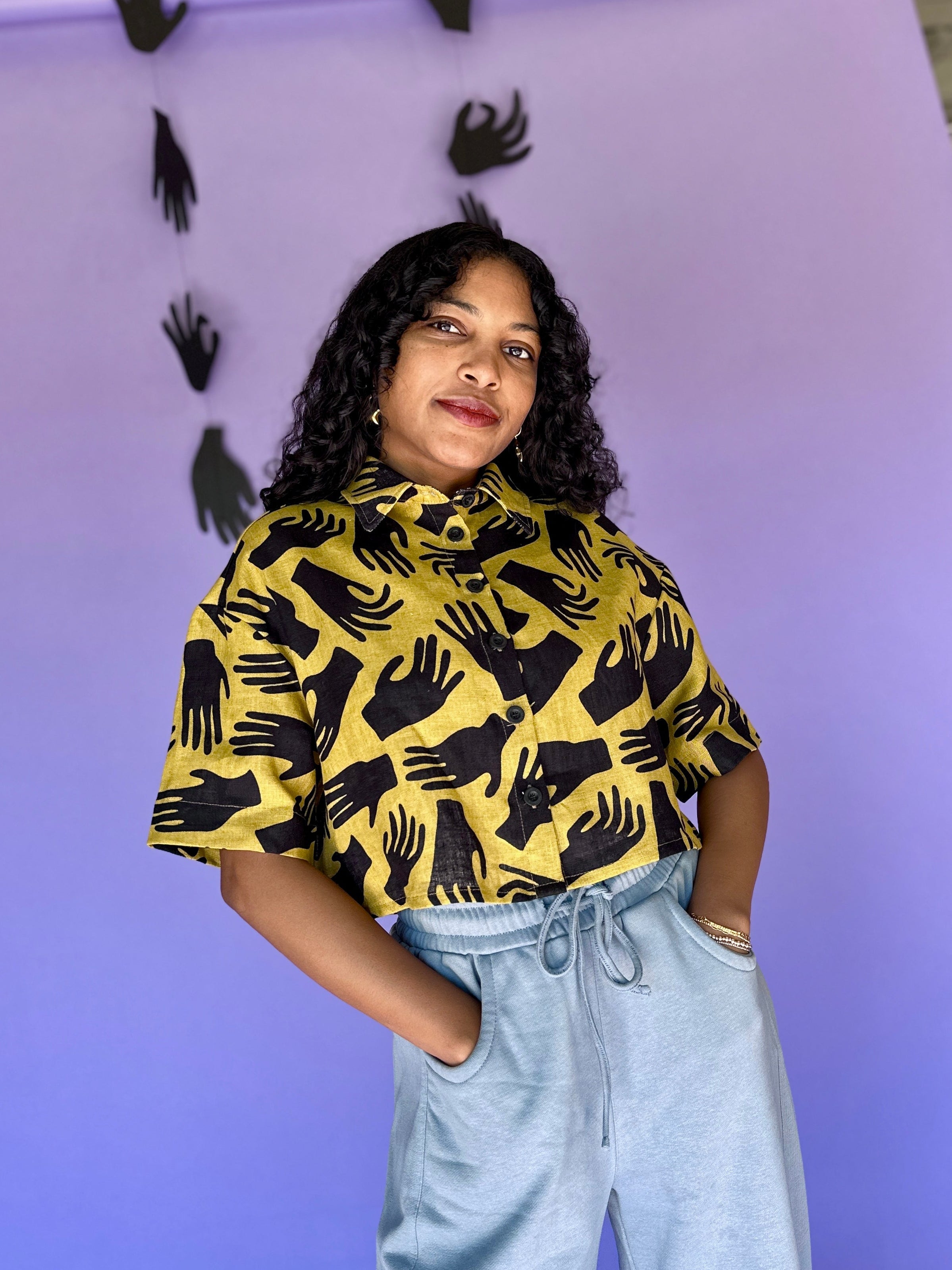 Linen Olivia Top Hands