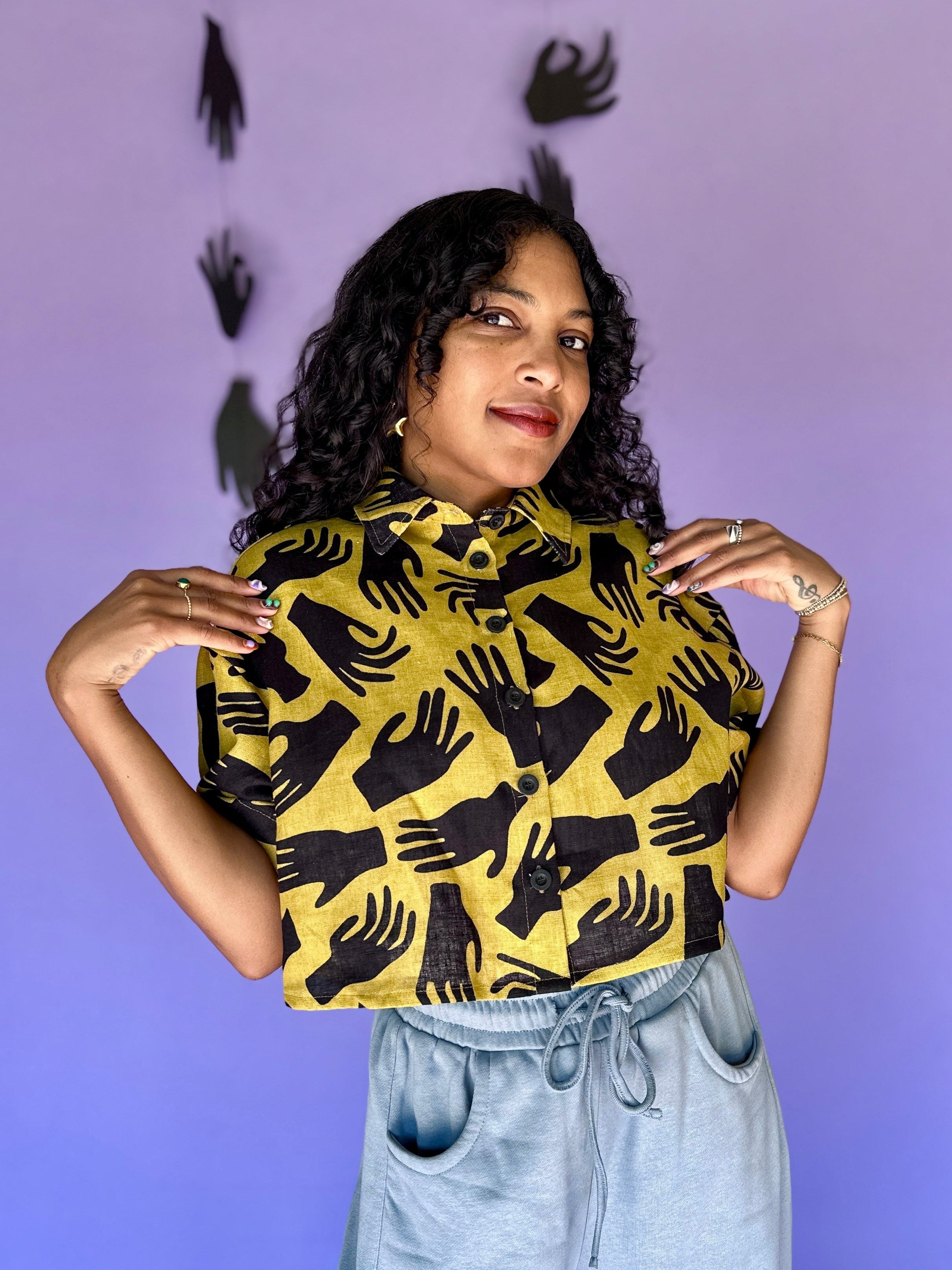 Linen Olivia Top Hands