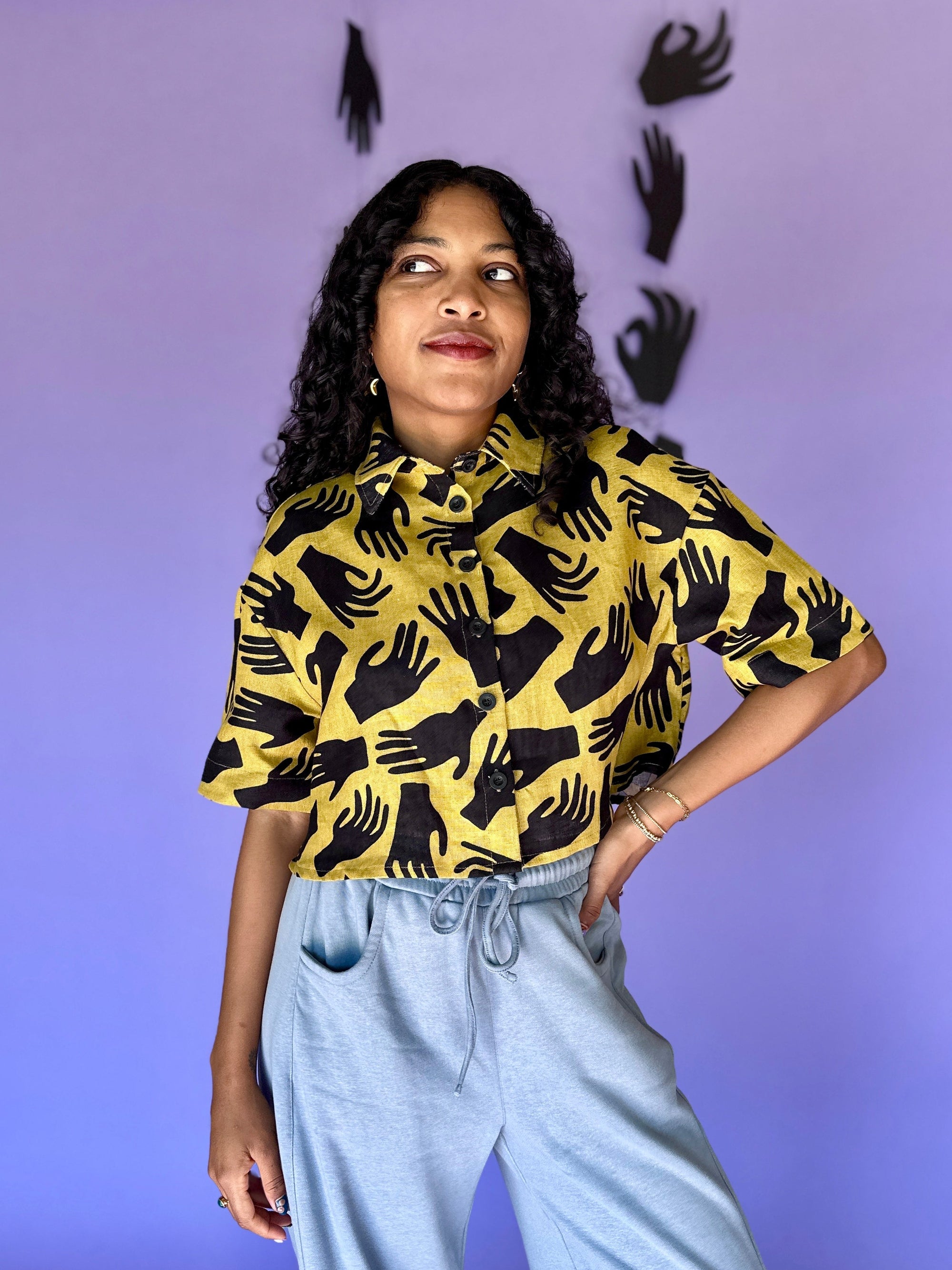 Linen Olivia Top Hands