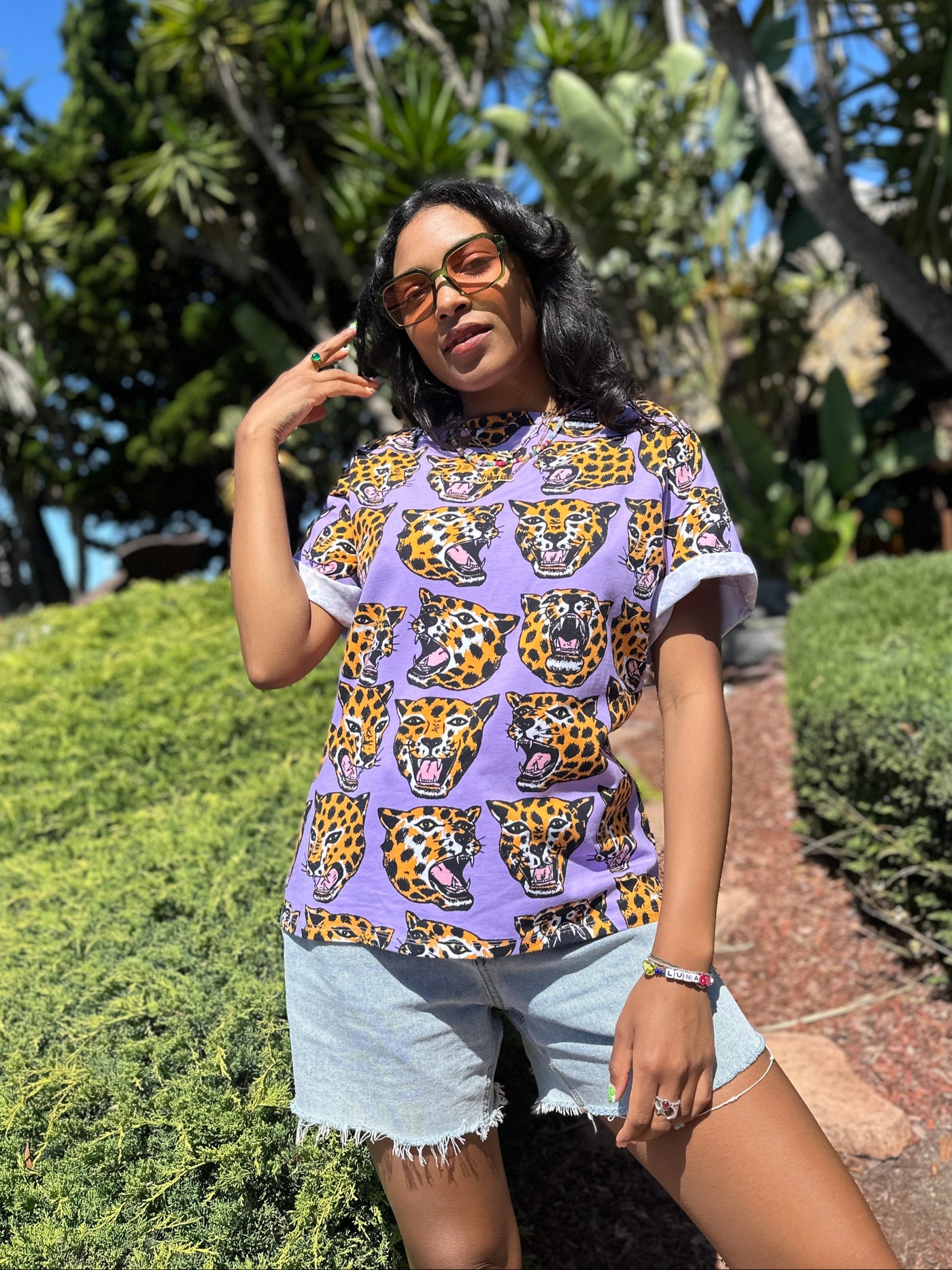Oversized Tee Cheetah Head