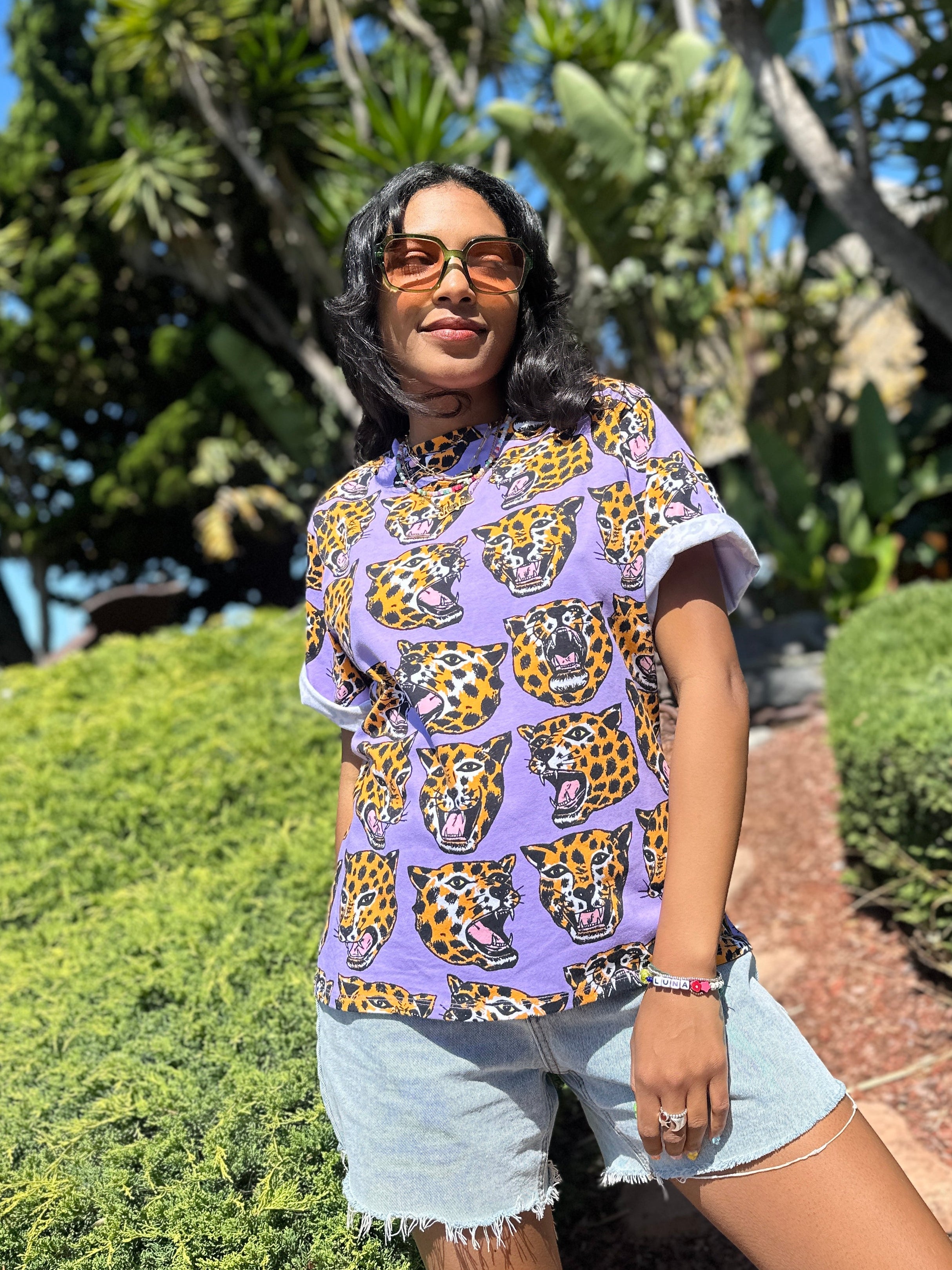 Oversized Tee Cheetah Head