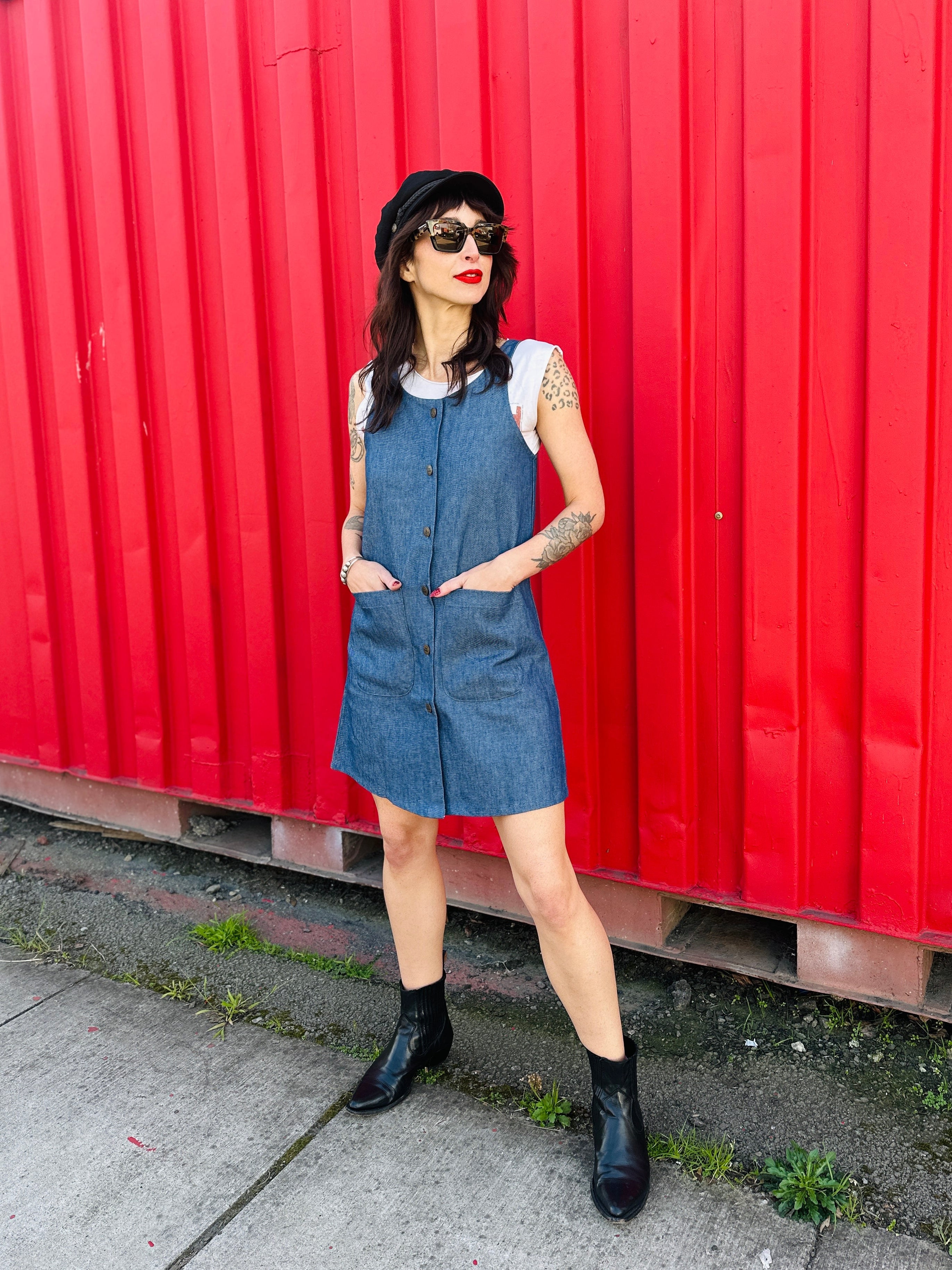 chloe denim overall dress ReadyTwoWear, a personal style blog that started from friendship. San Francisco, CA. : Denim Overall Dress and Chloe Kurtis Bag
