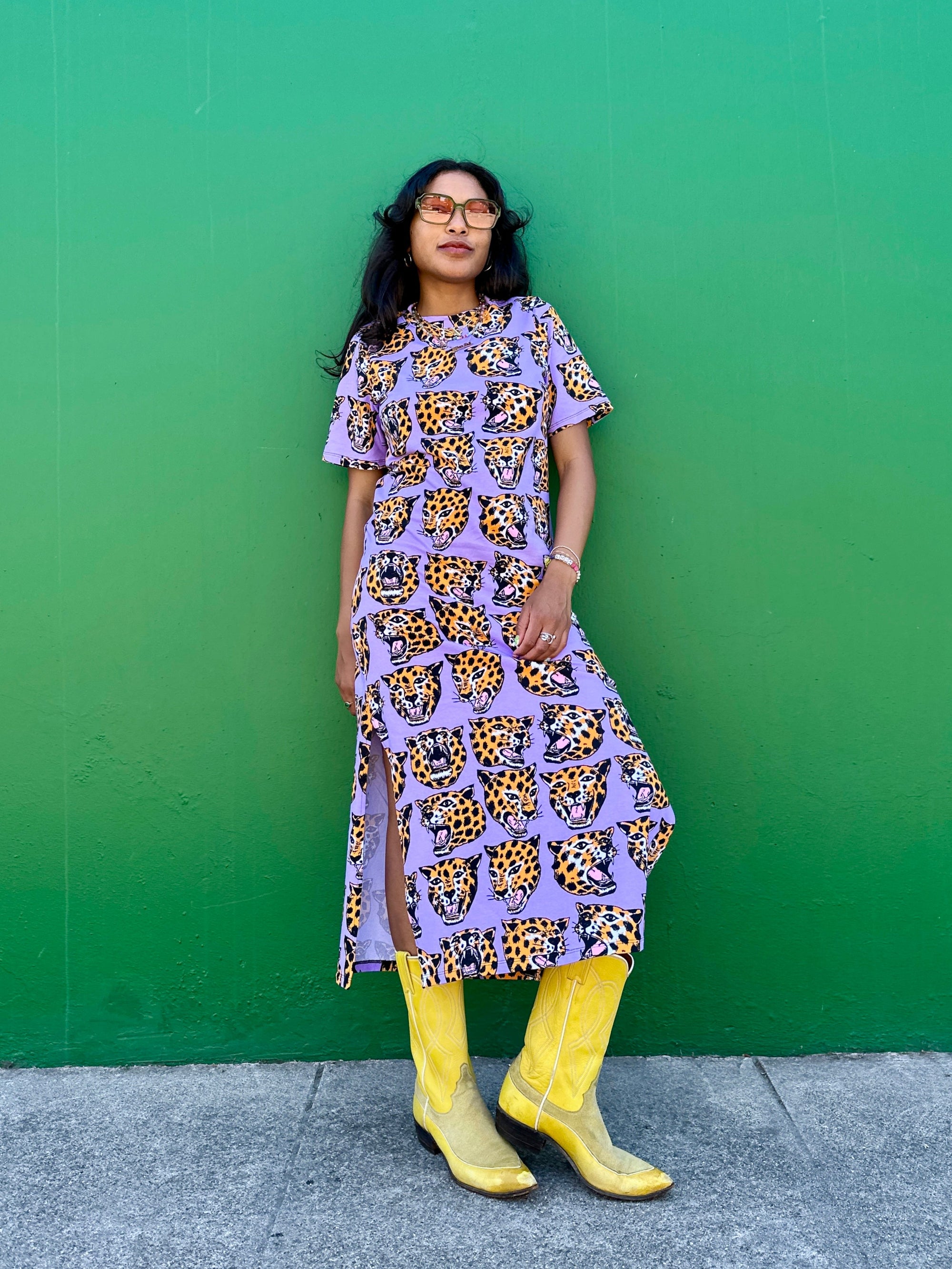 Jersey Maxi Dress Cheetah head