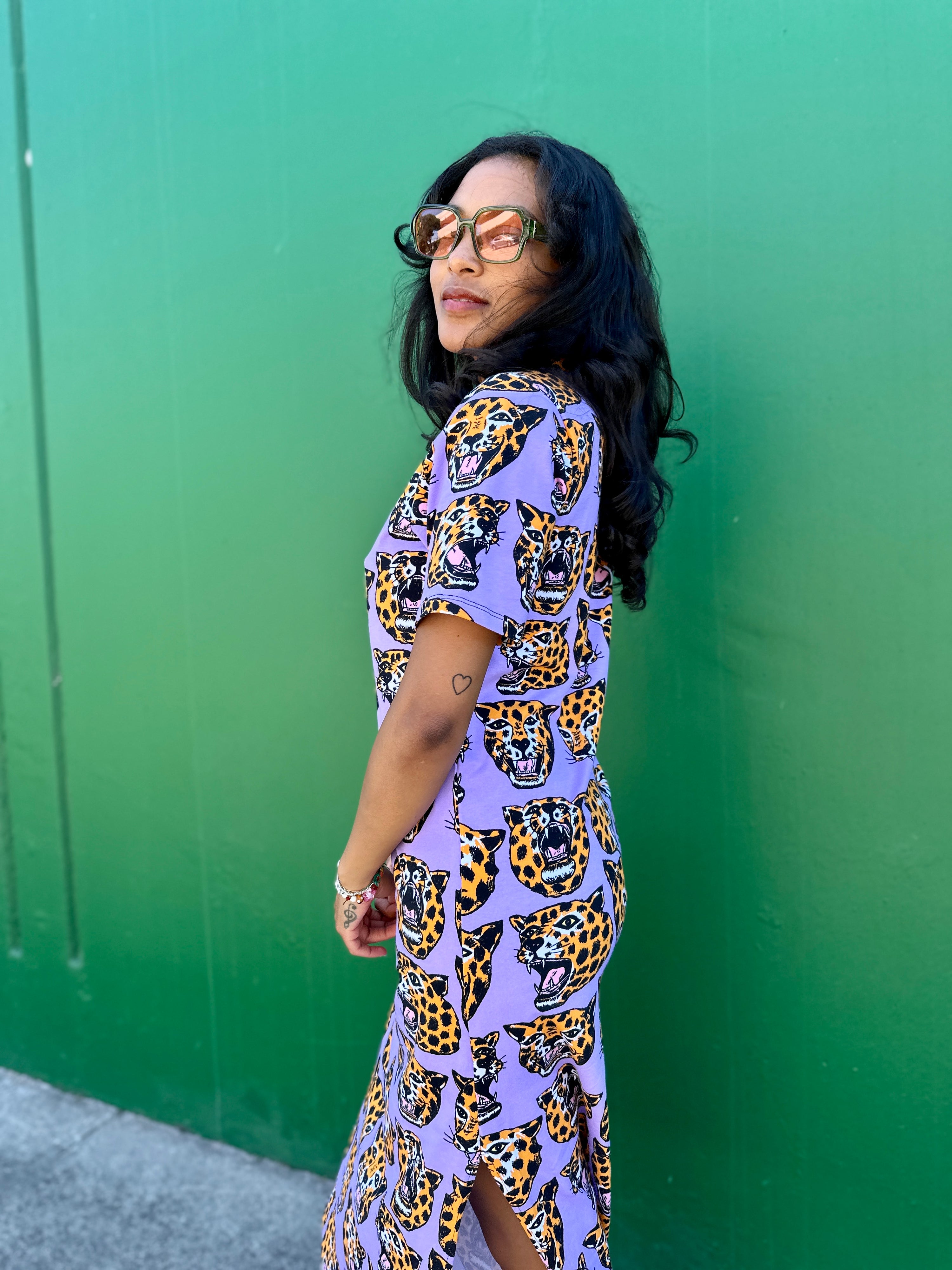 Jersey Maxi Dress Cheetah head