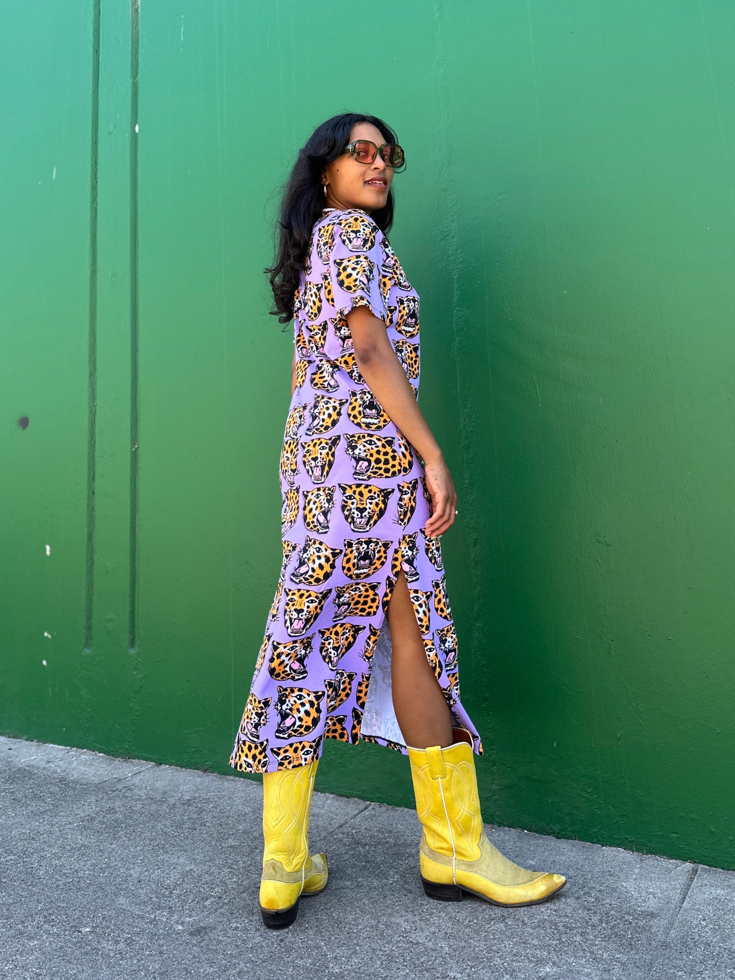 Jersey Maxi Dress Cheetah head